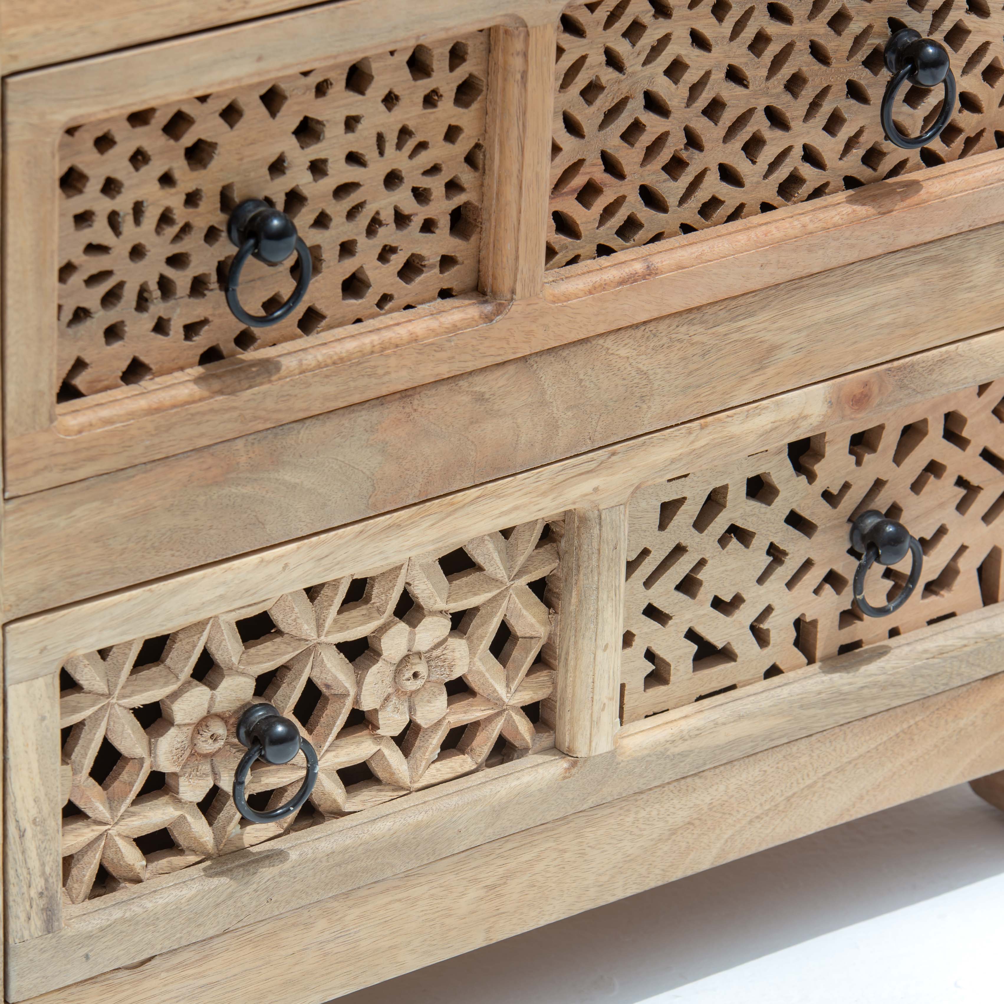 SIERRA WOODEN CARVING DRAWCHEST