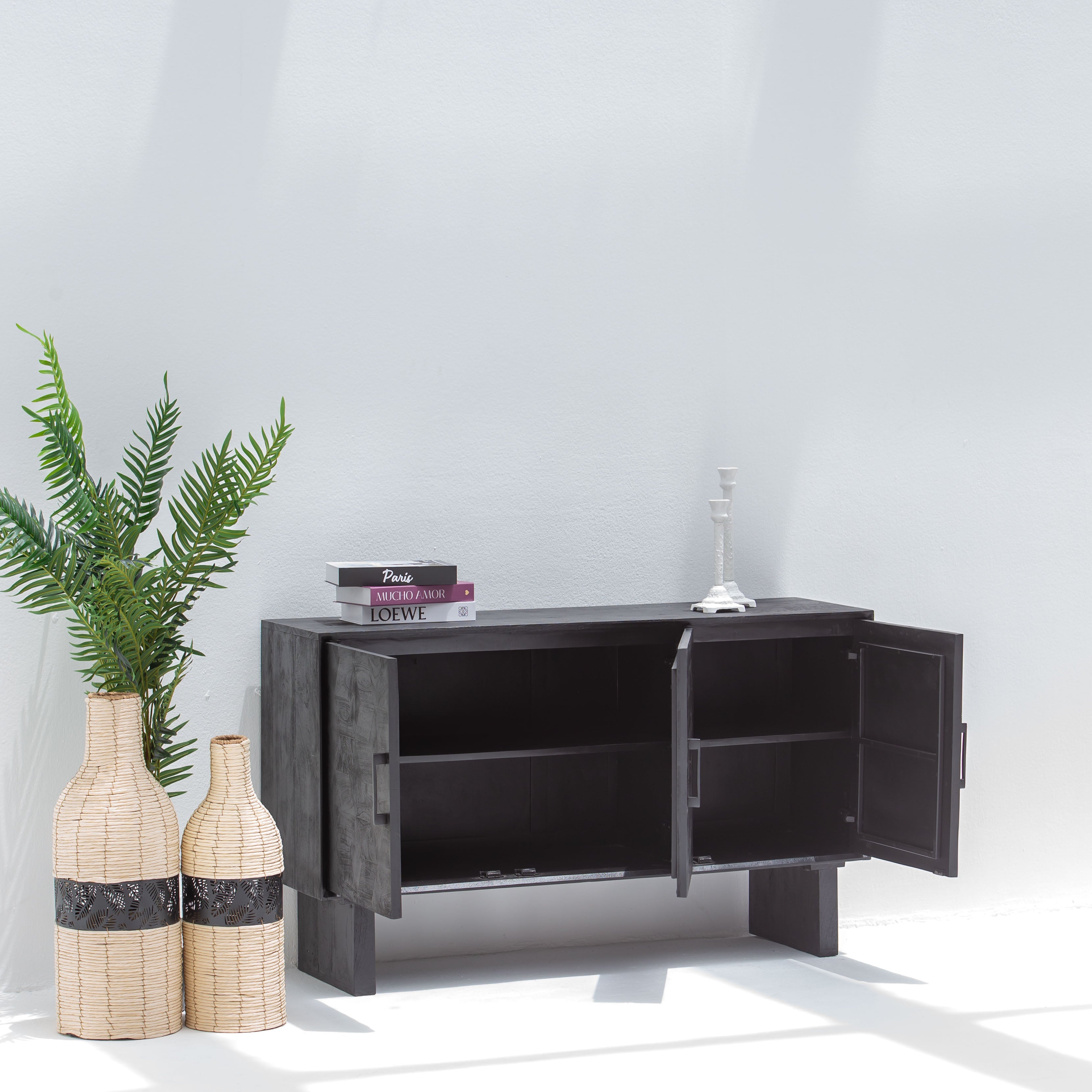 BARMER WOODEN THREE DOOR SIDEBOARD