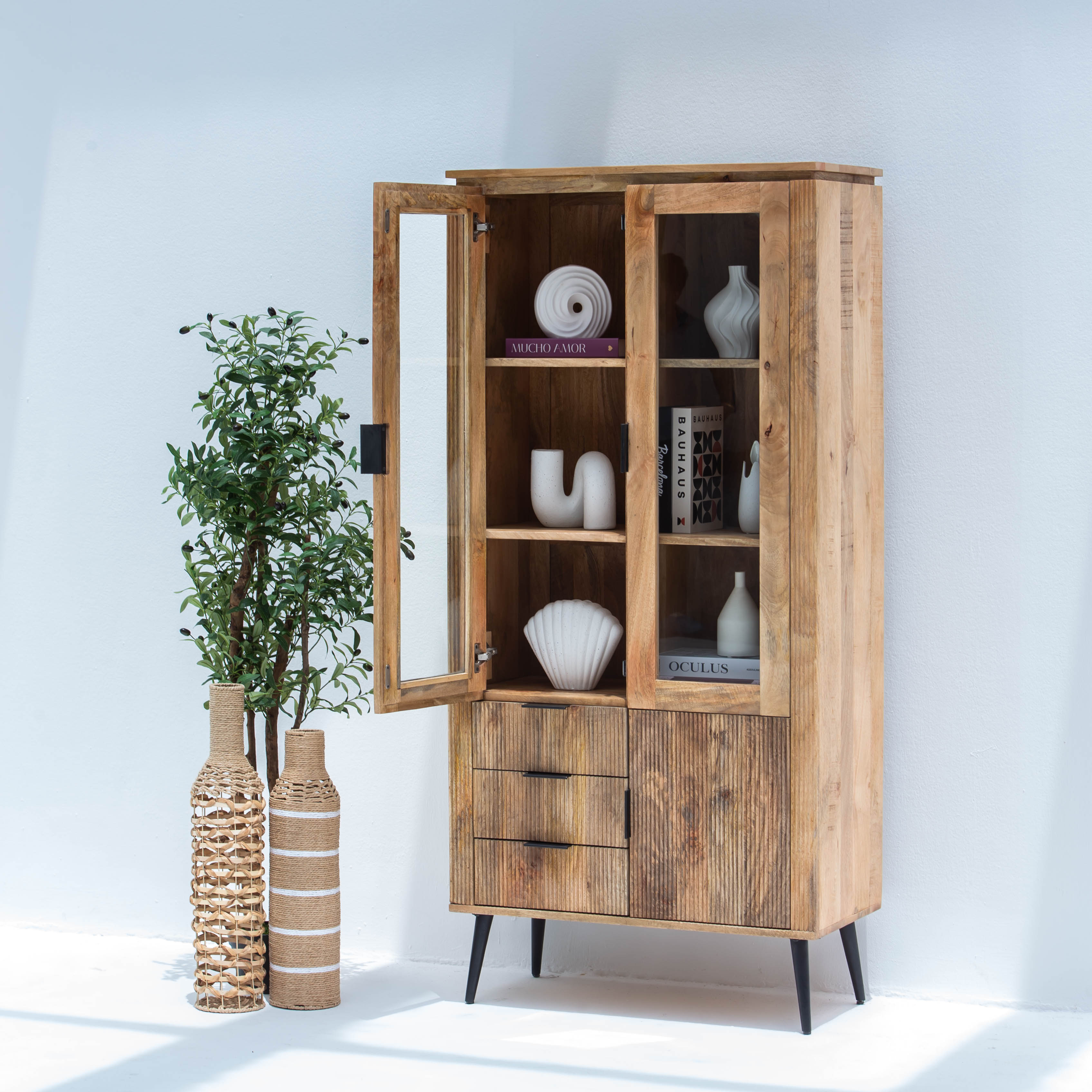 FLUTELINE WOODEN CABINET