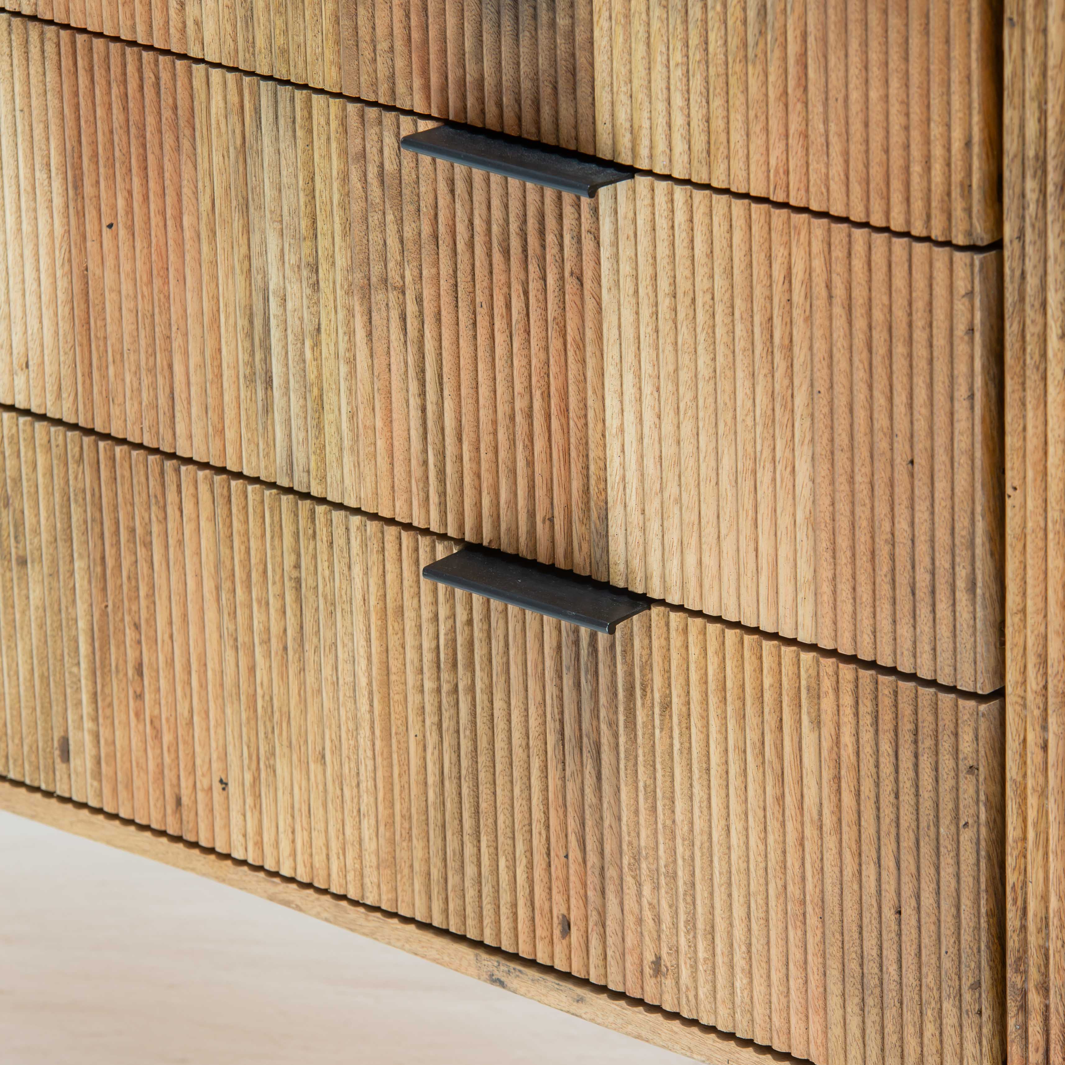 FLUTELINE WOODEN THREE DRAWER DRAWCHEST