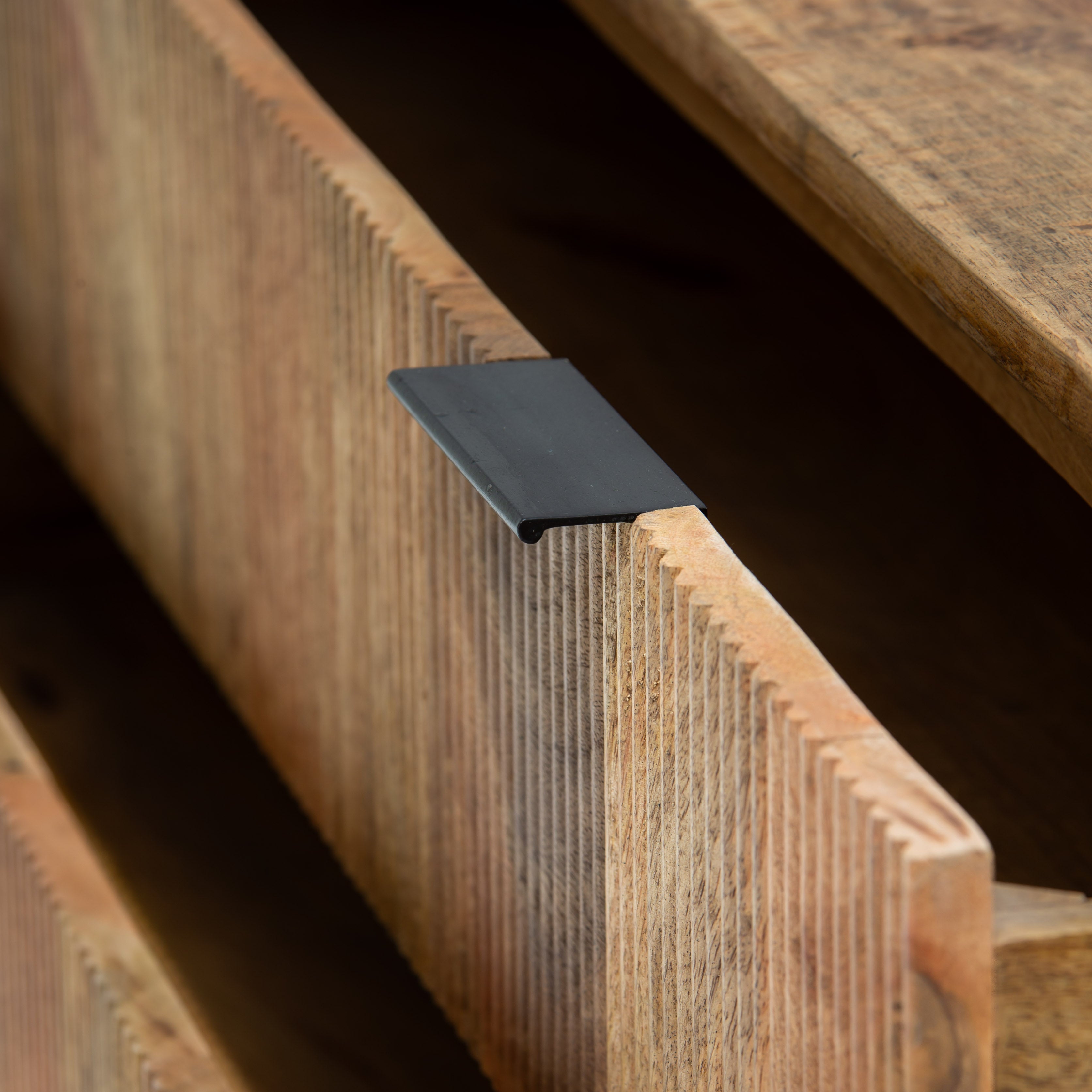 FLUTELINE WOODEN THREE DRAWER DRAWCHEST