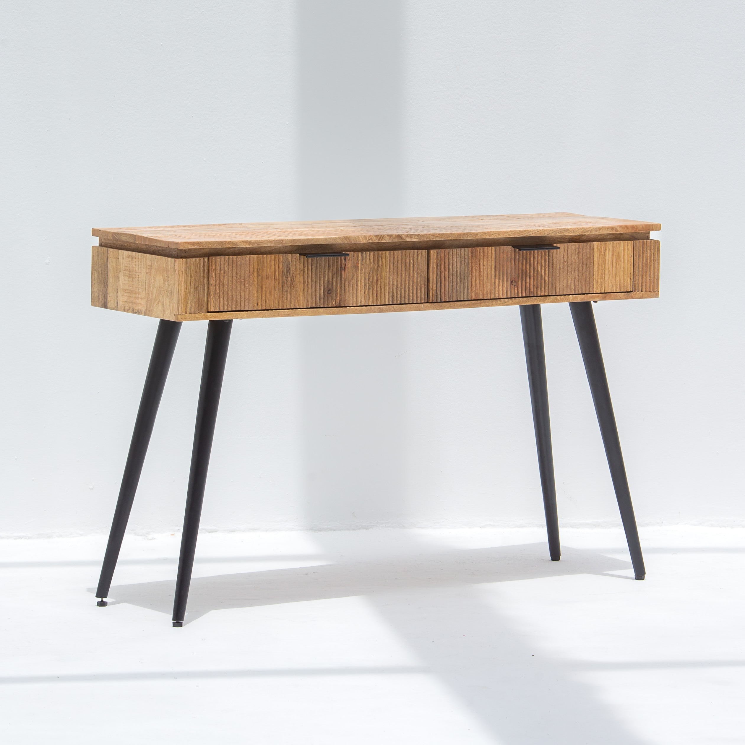FLUTELINE WOODEN TWO DRAWER CONSOLE TABLE