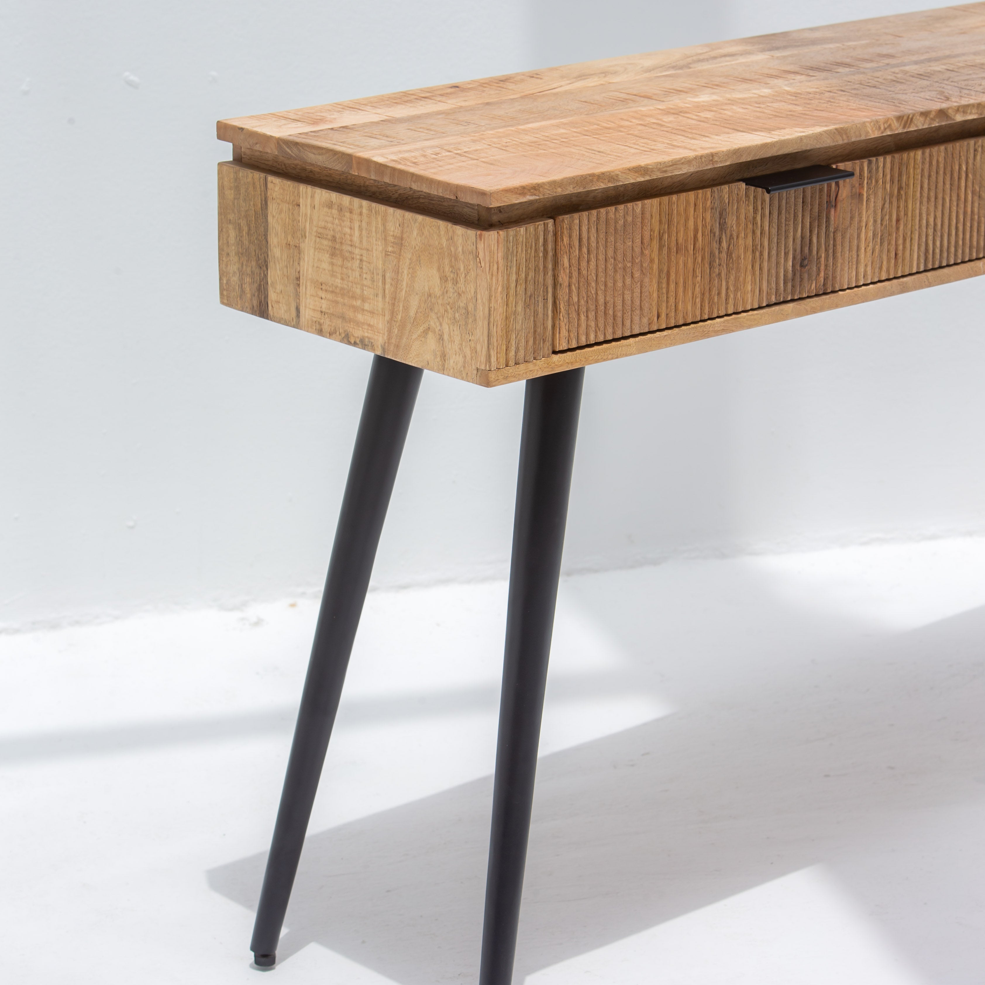 FLUTELINE WOODEN TWO DRAWER CONSOLE TABLE