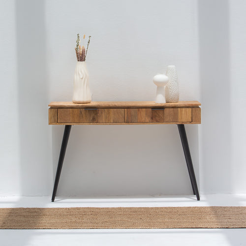 FLUTELINE WOODEN TWO DRAWER CONSOLE TABLE
