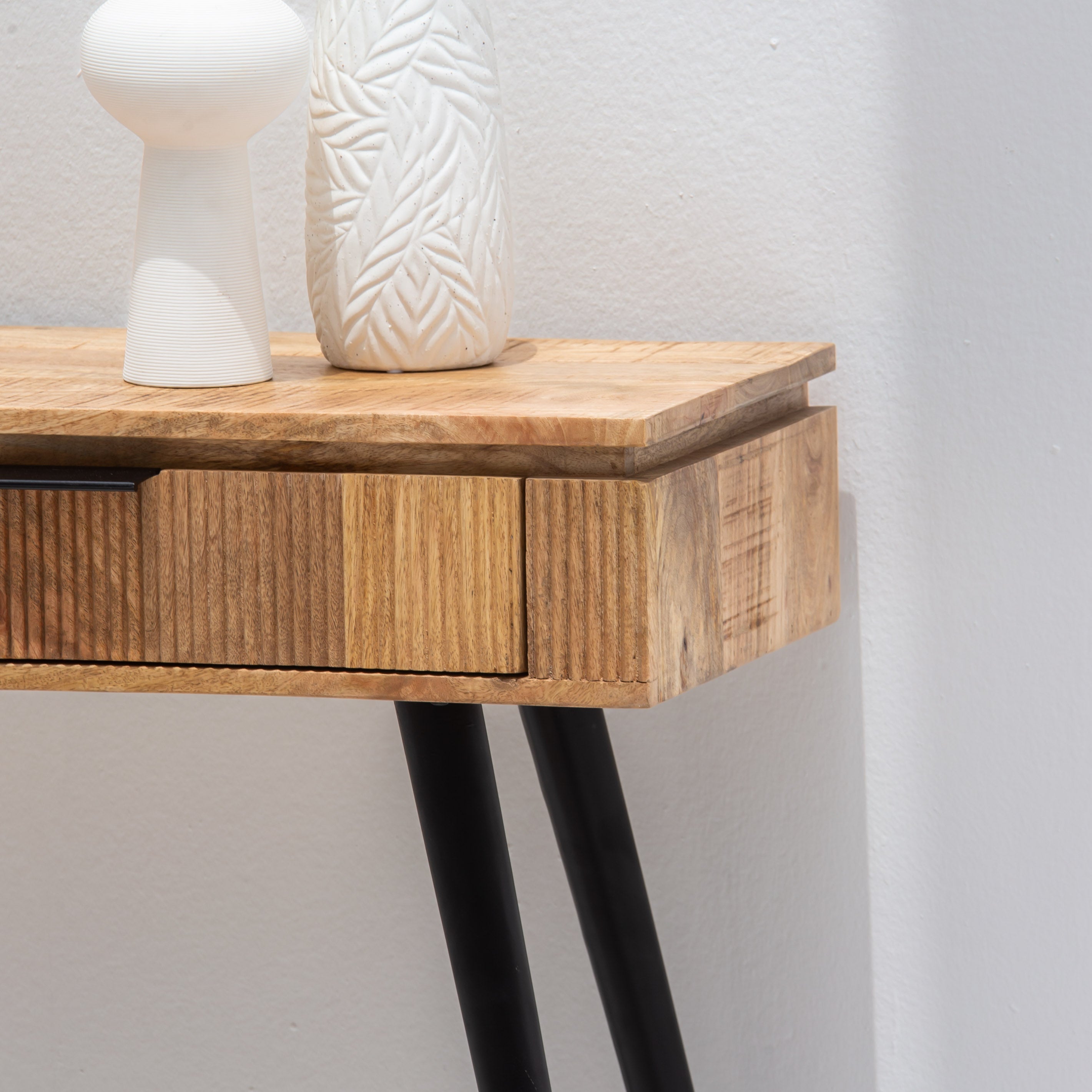 FLUTELINE WOODEN TWO DRAWER CONSOLE TABLE