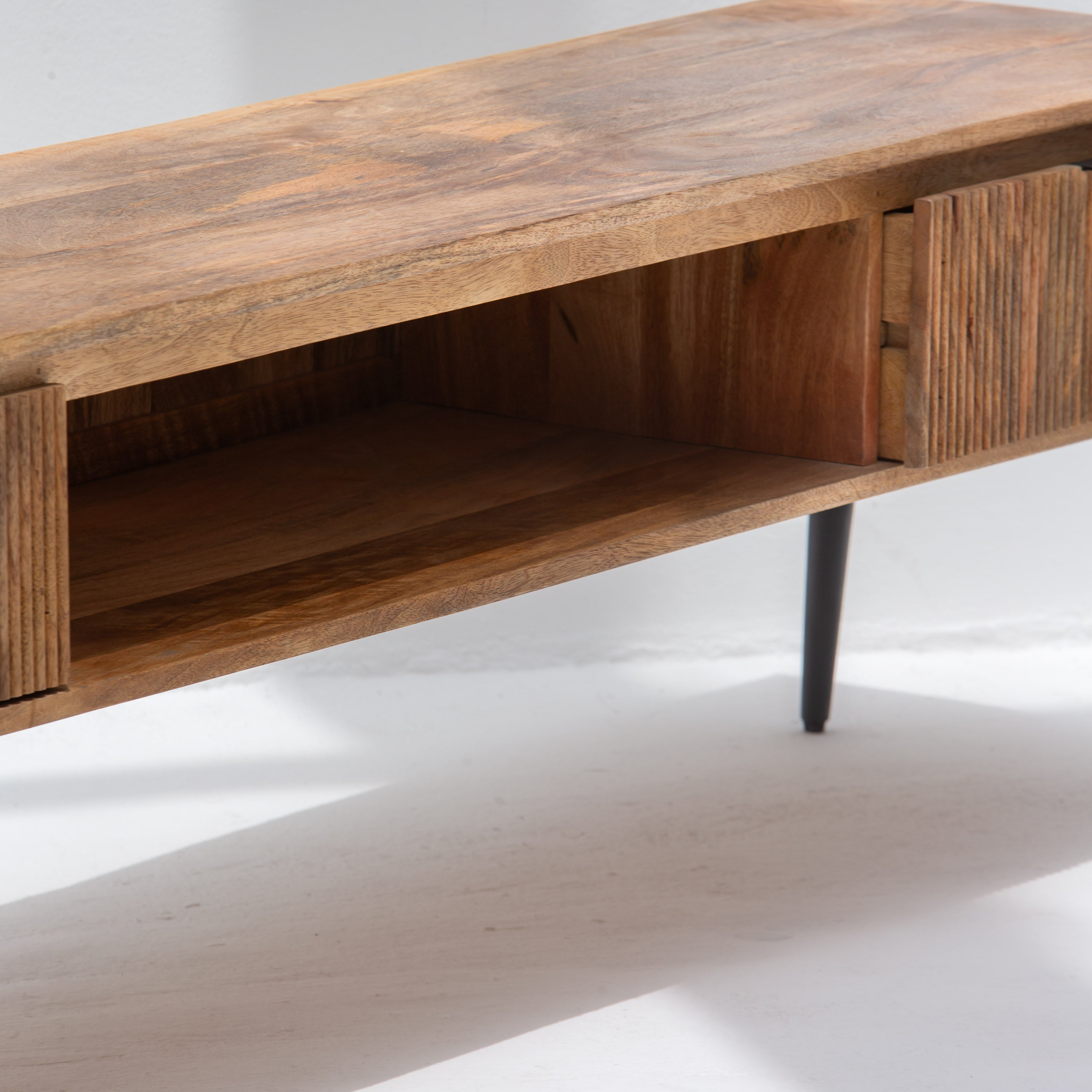 FLUTELINE WOODEN TWO DRAWER TV STAND