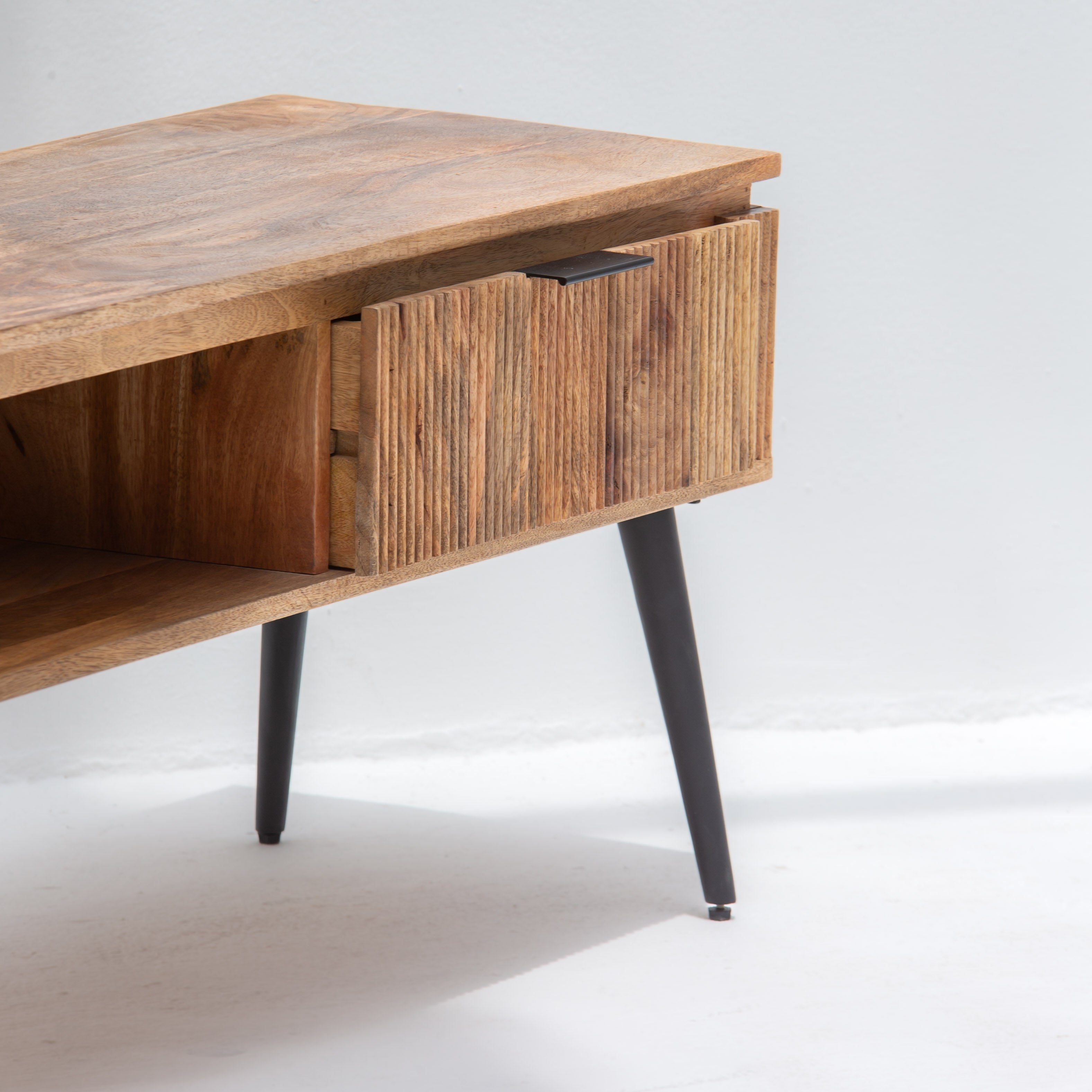 FLUTELINE WOODEN TWO DRAWER TV STAND