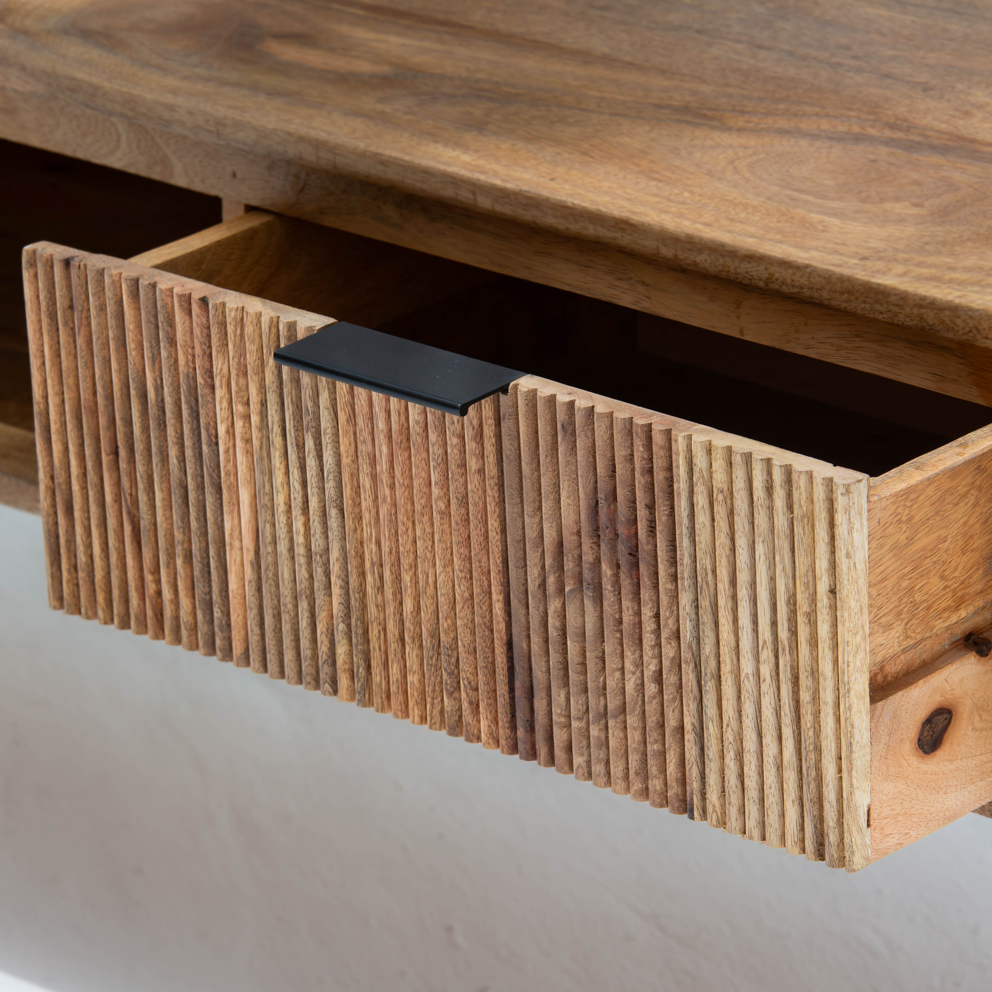 FLUTELINE WOODEN TWO DRAWER TV STAND