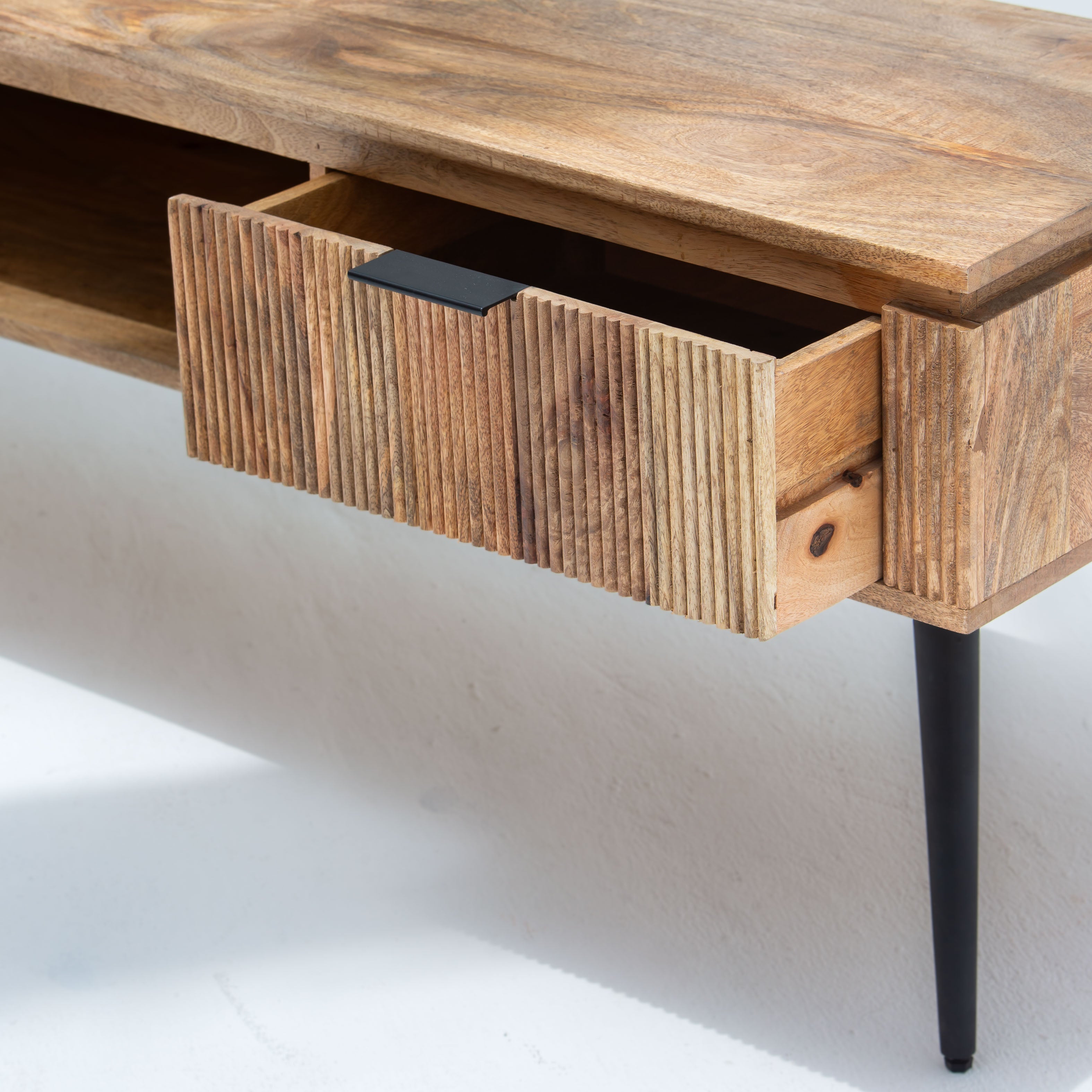 FLUTELINE WOODEN TWO DRAWER TV STAND