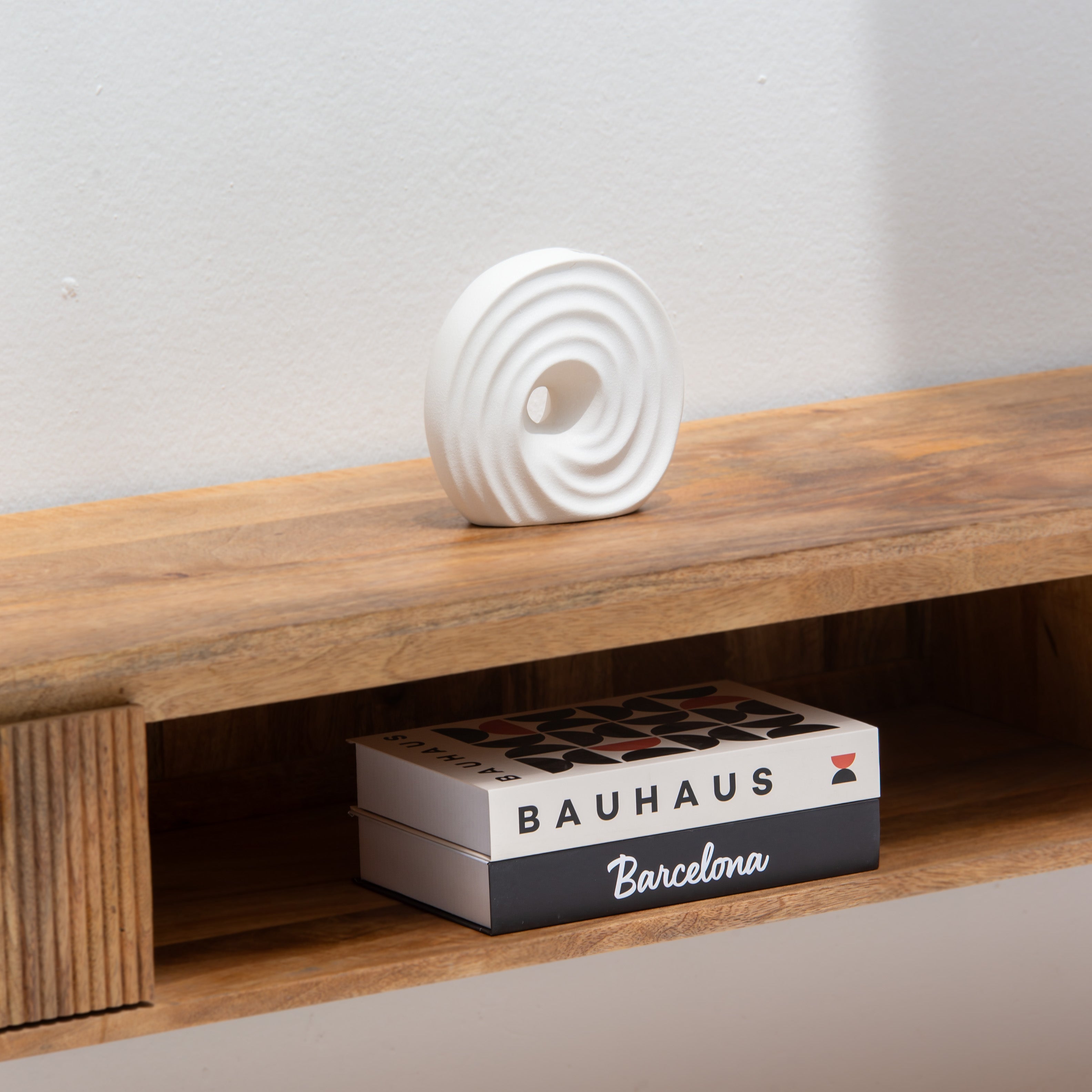 FLUTELINE WOODEN TWO DRAWER TV STAND