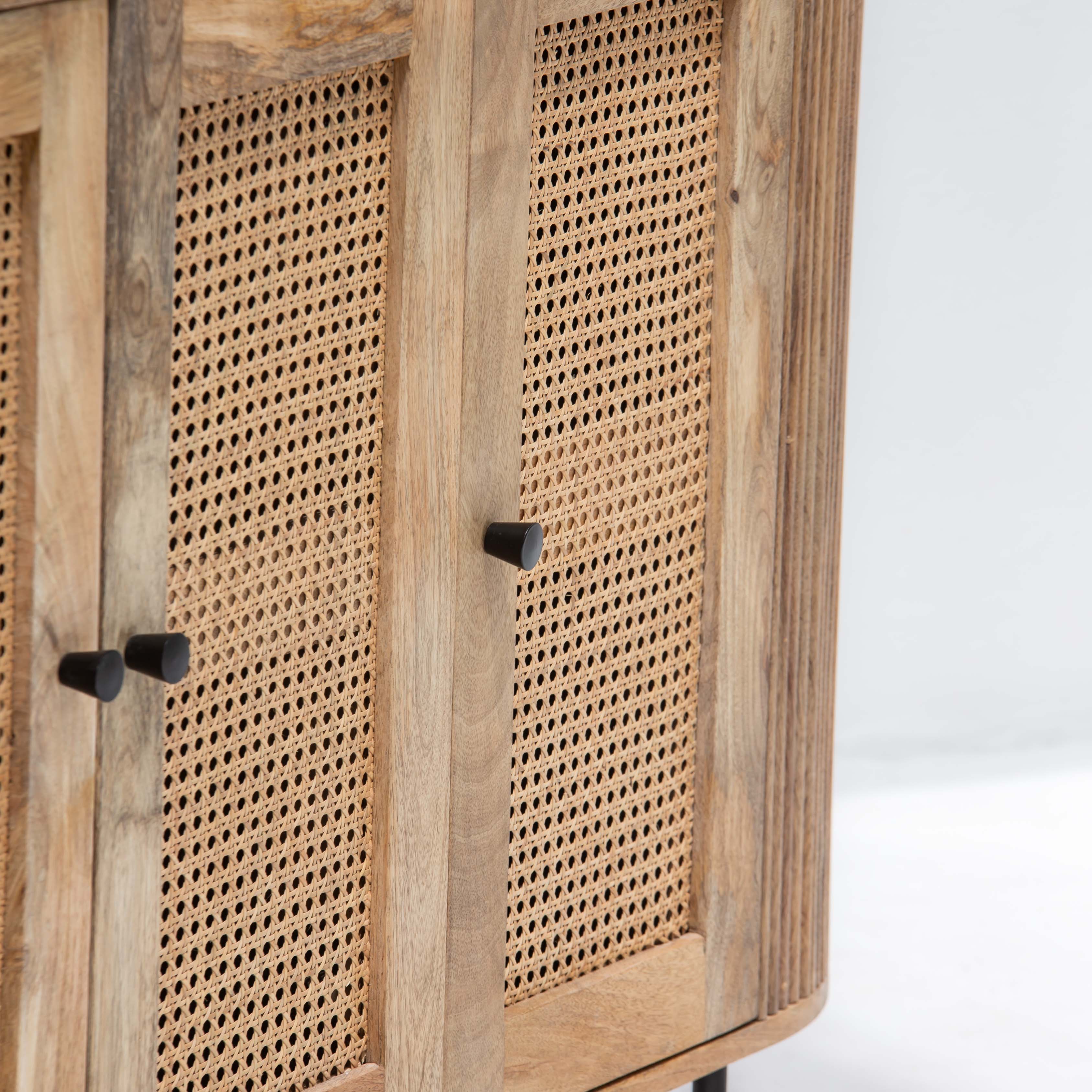 WINDSOR CANE THREE DOOR SIDE BOARD