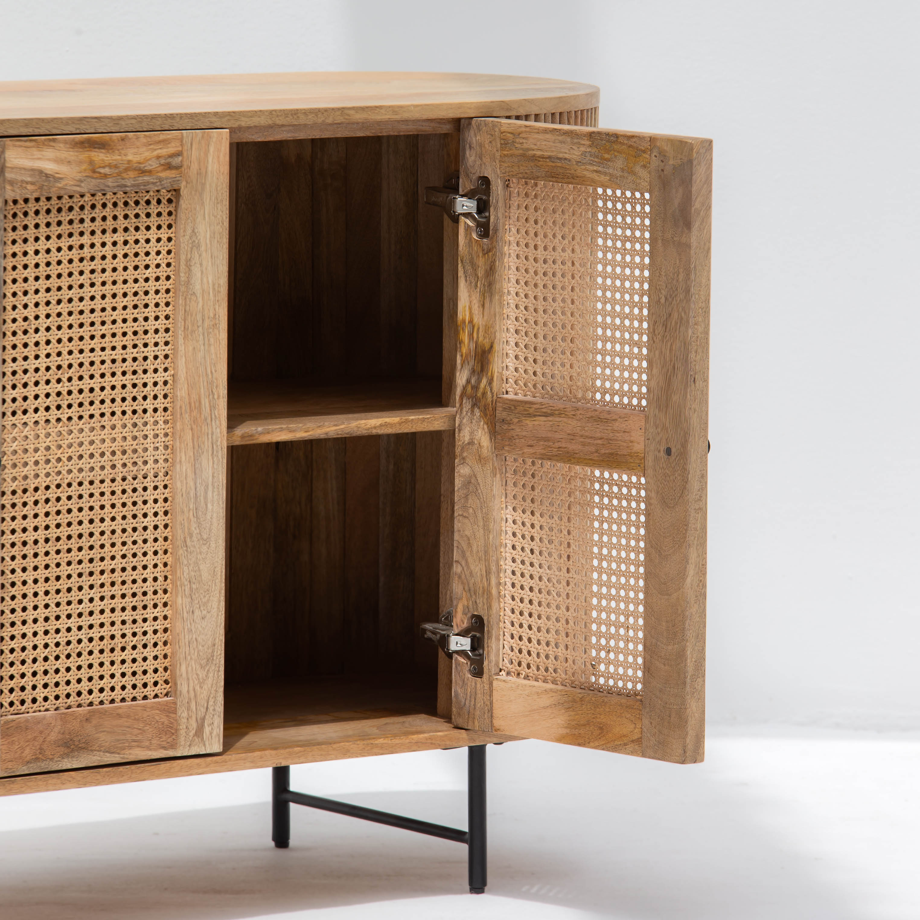 WINDSOR CANE THREE DOOR SIDE BOARD