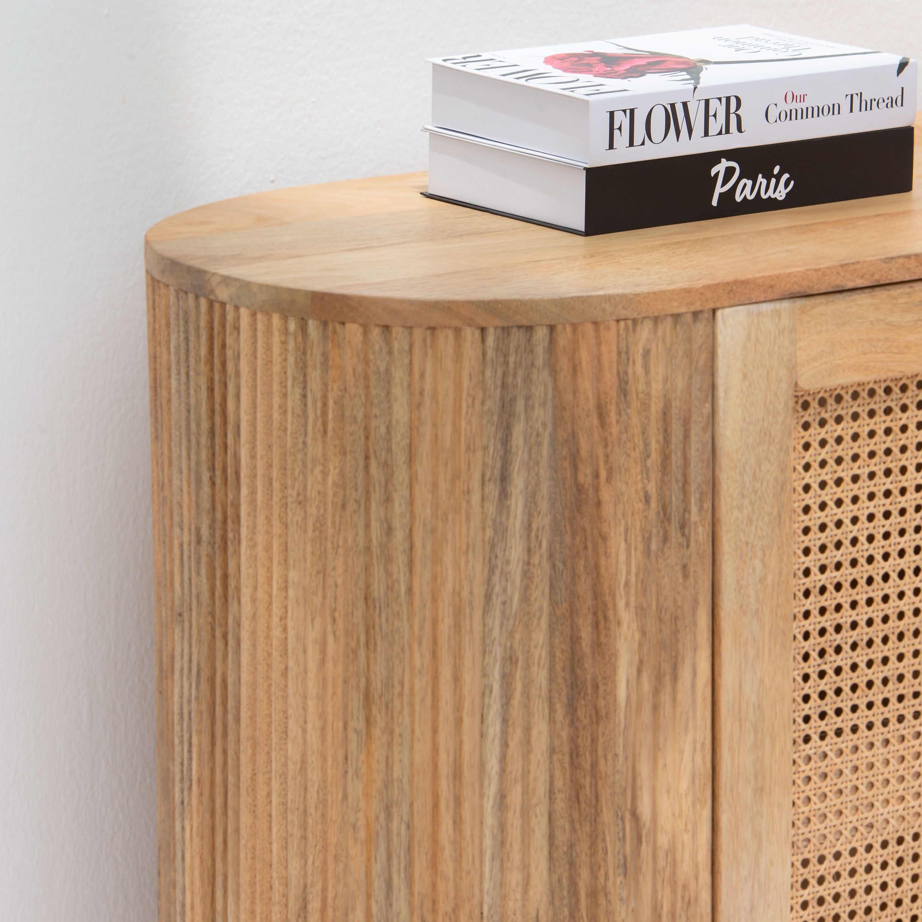 WINDSOR CANE THREE DOOR SIDE BOARD