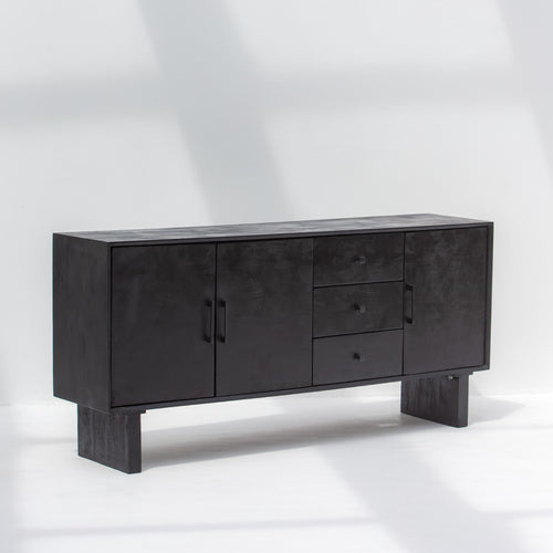 BARMER WOODEN THREE DRAWER THREE DOOR SIDEBOARD