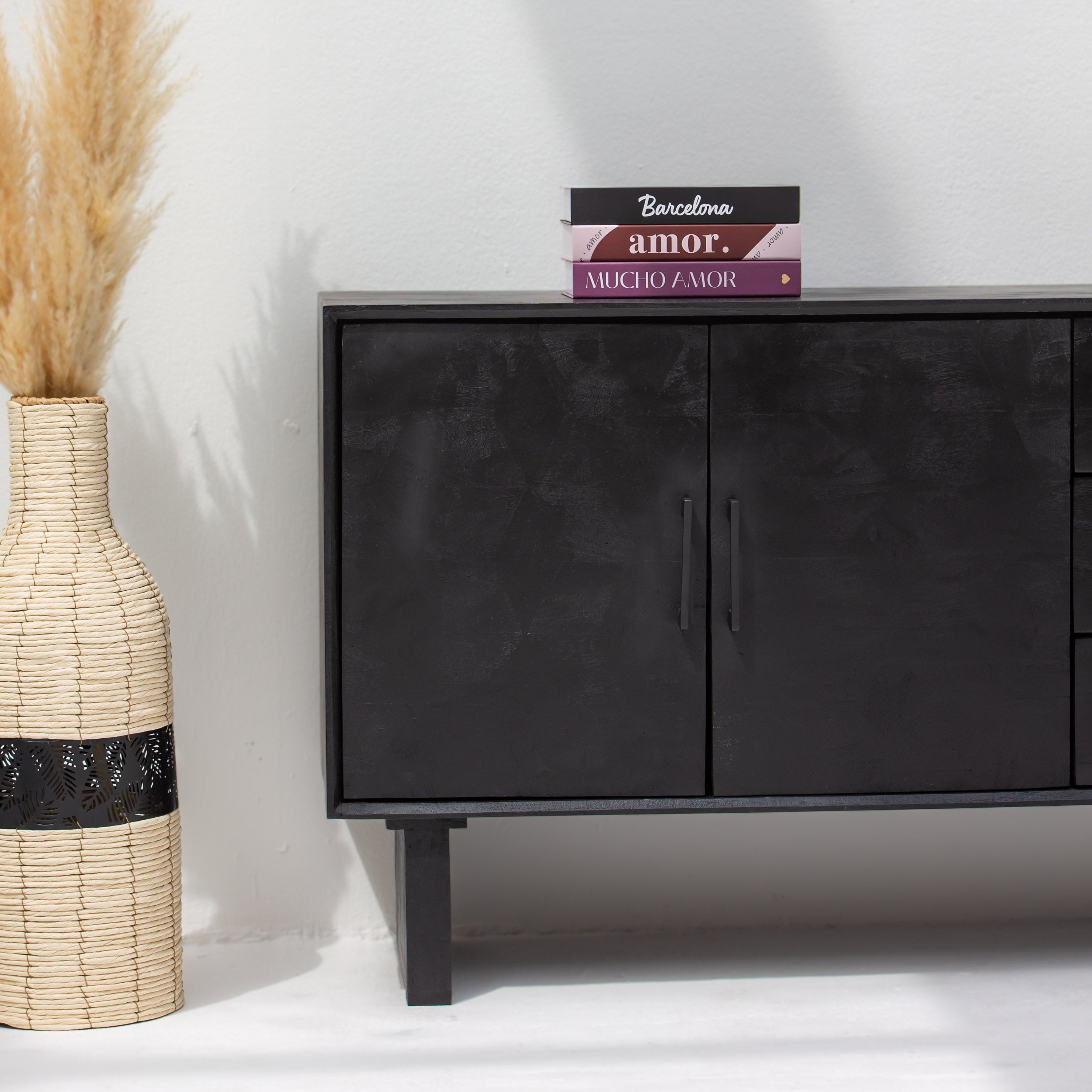 BARMER WOODEN THREE DRAWER THREE DOOR SIDEBOARD