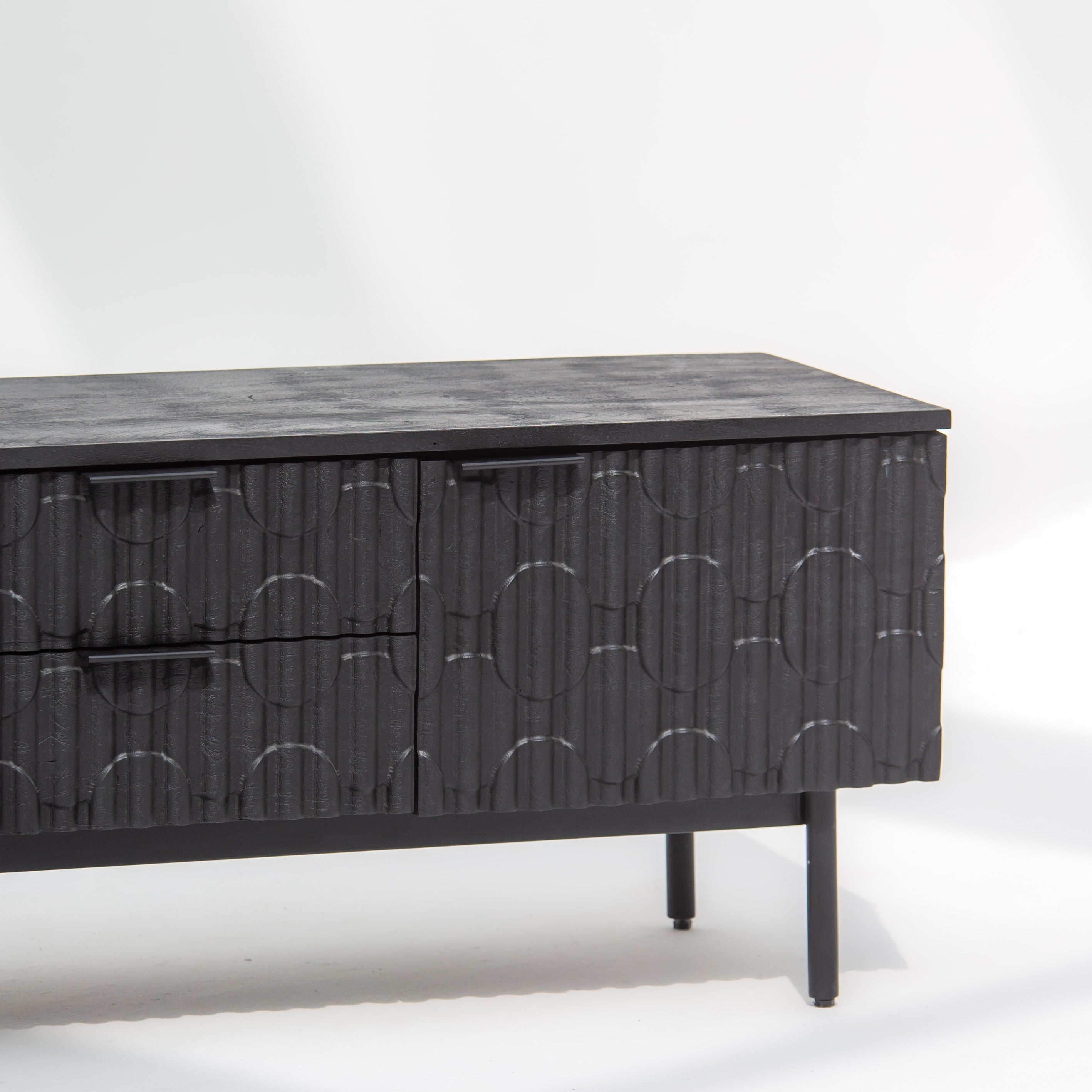 BLACK GALAXY TWO DRAWER THREE DOOR TV STAND