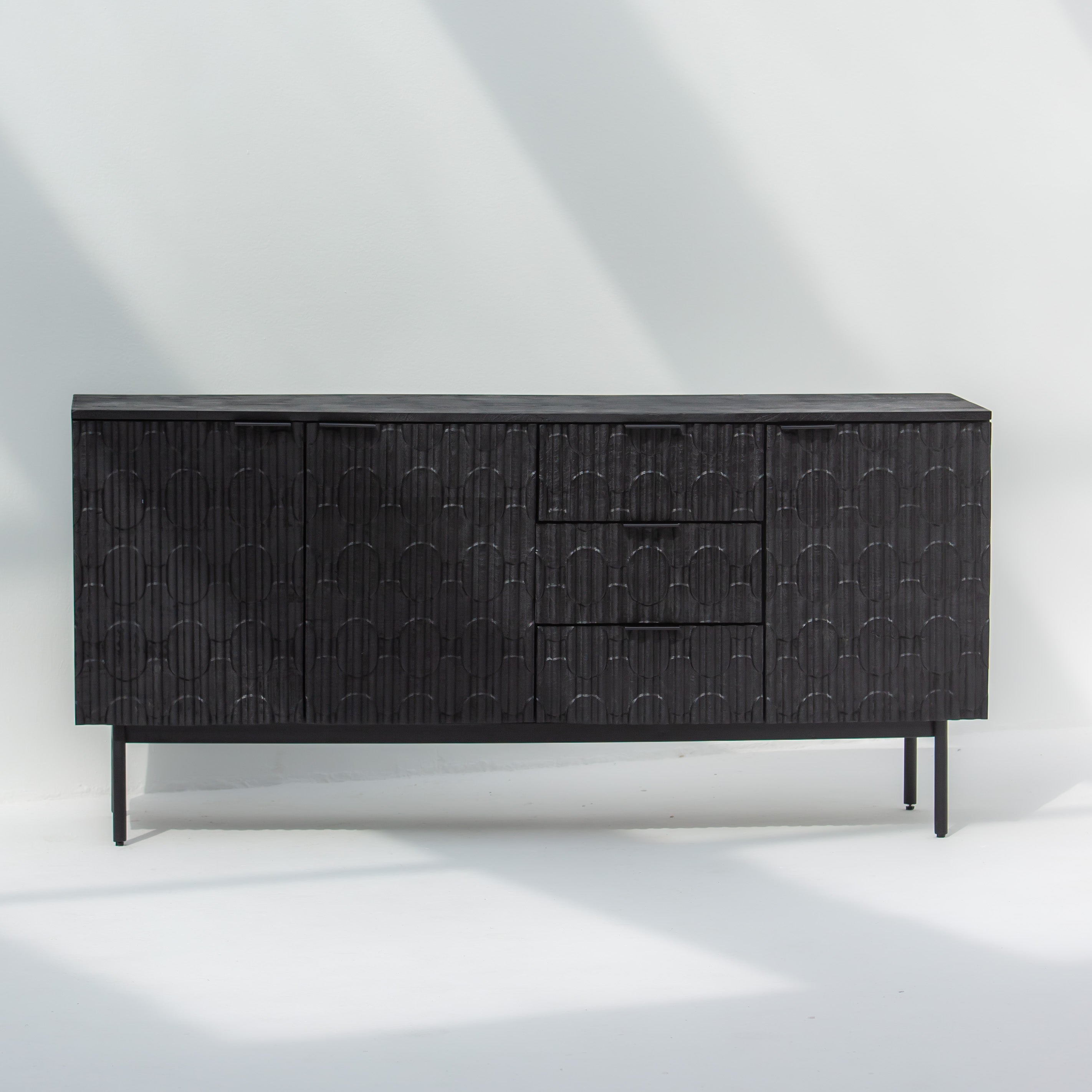 BLACK GALAXY THREE DRAWER THREE DOOR SIDEBOARD