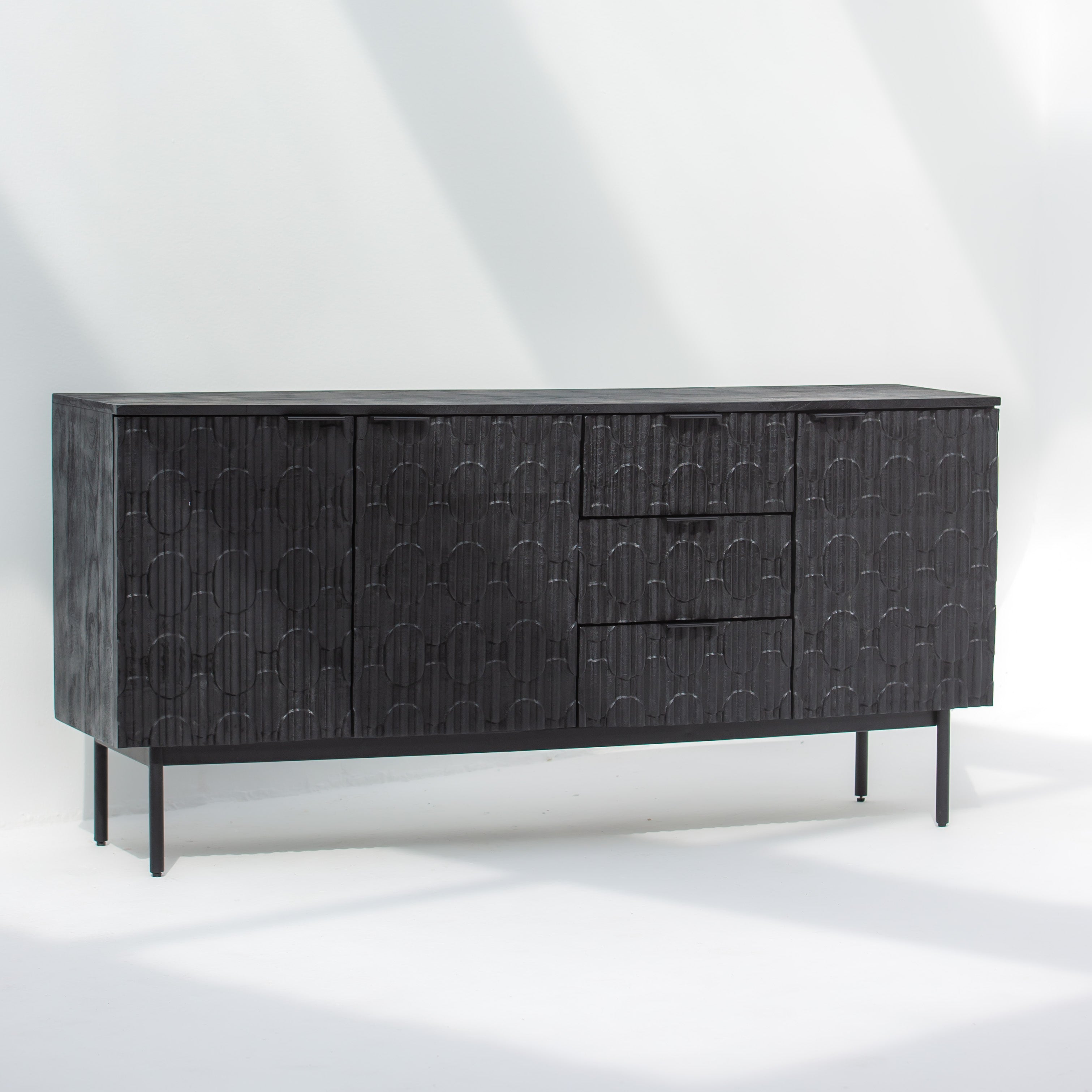 BLACK GALAXY THREE DRAWER THREE DOOR SIDEBOARD