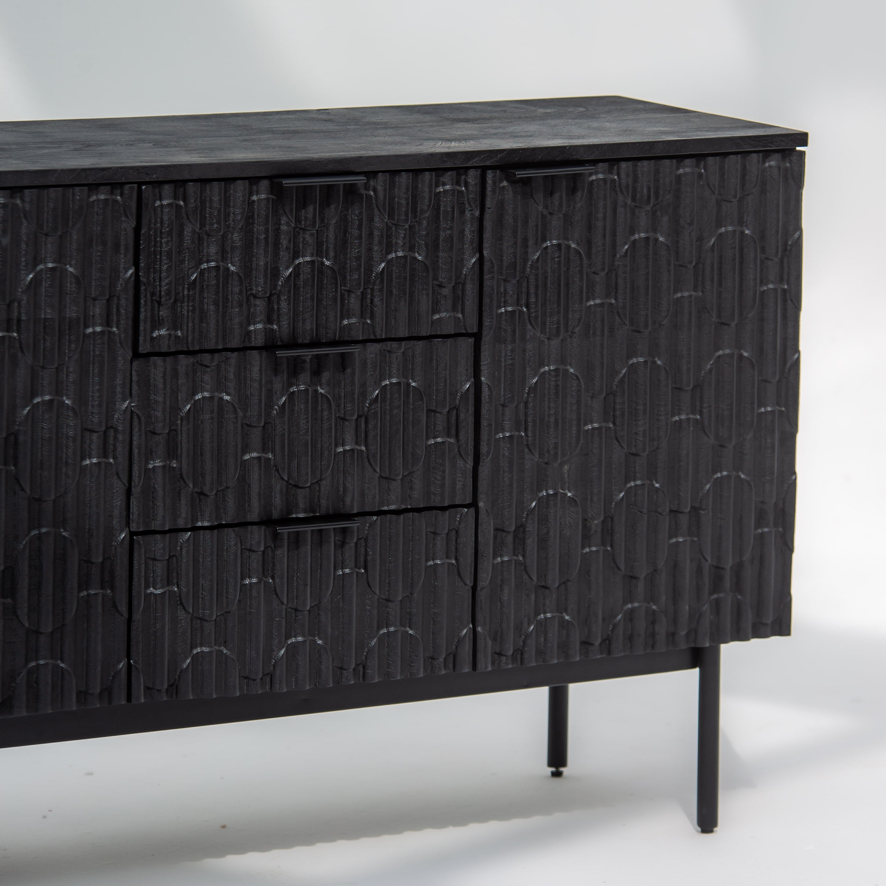 BLACK GALAXY THREE DRAWER THREE DOOR SIDEBOARD