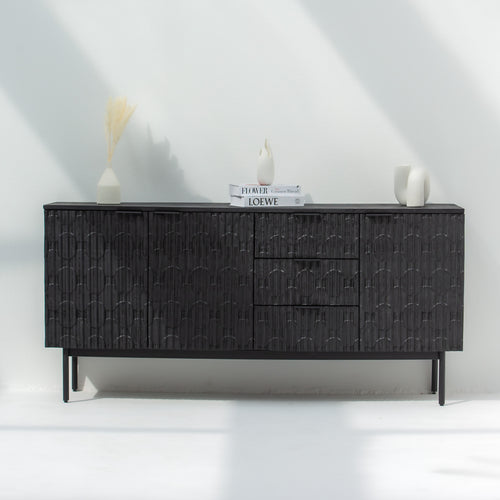 BLACK GALAXY THREE DRAWER THREE DOOR SIDEBOARD