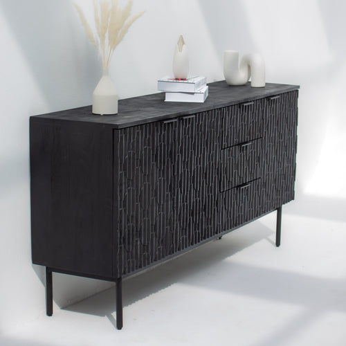 BLACK GALAXY THREE DRAWER THREE DOOR SIDEBOARD