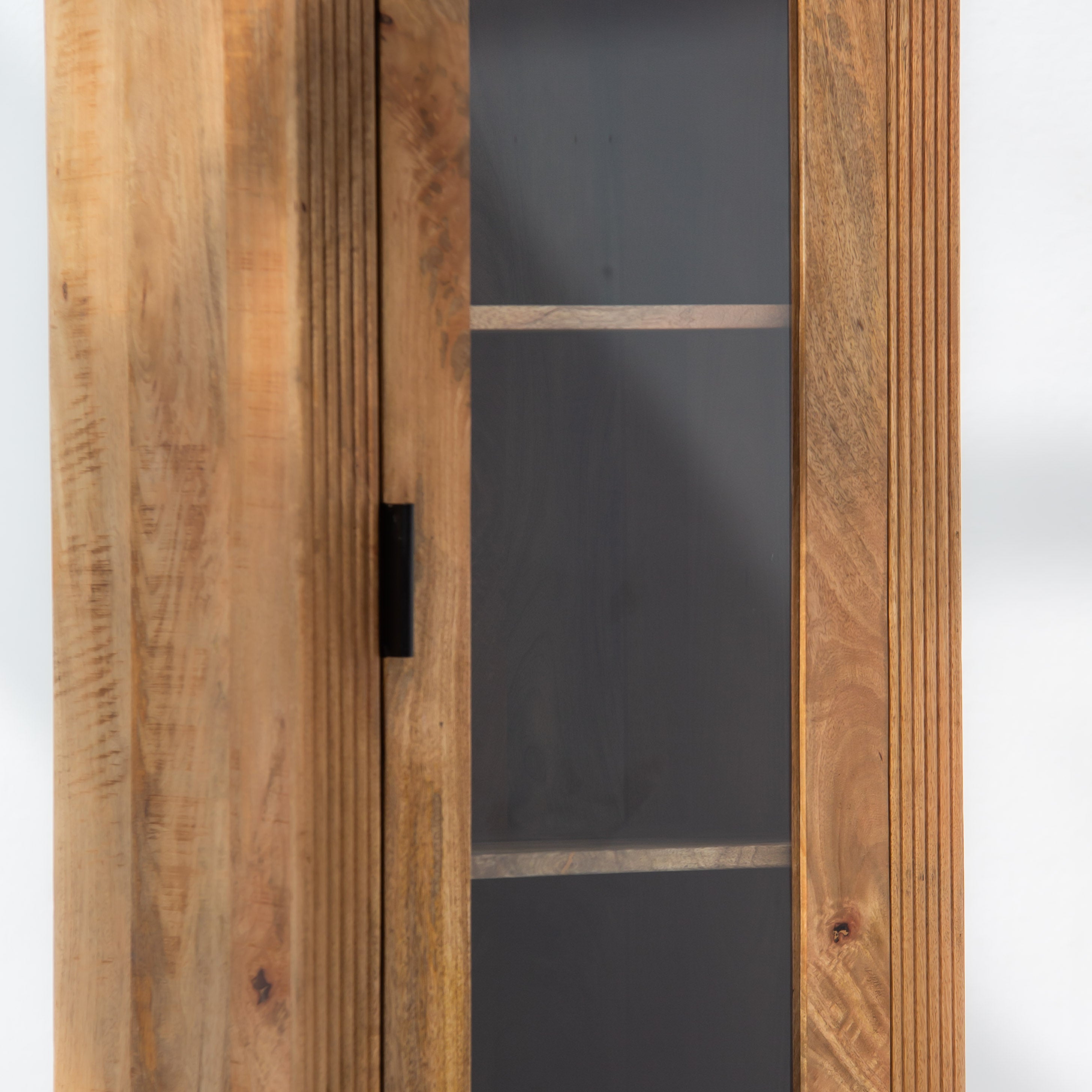 FLUTELINE WOODEN SIGNLE GLASS CABINET