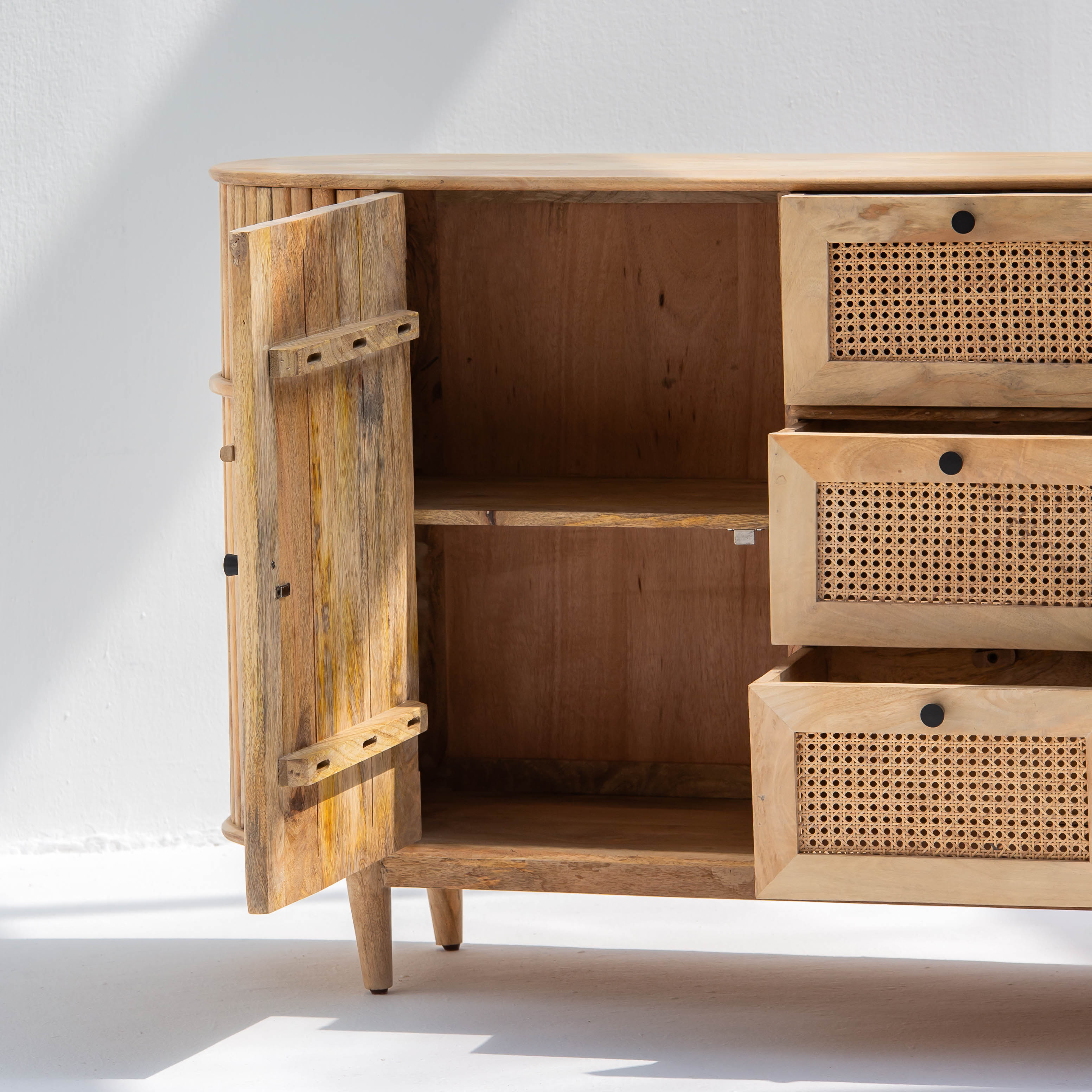 LUWIN LINING THREE CANE FTD DRAWER TWO WDN DOOR SIDEBOARD