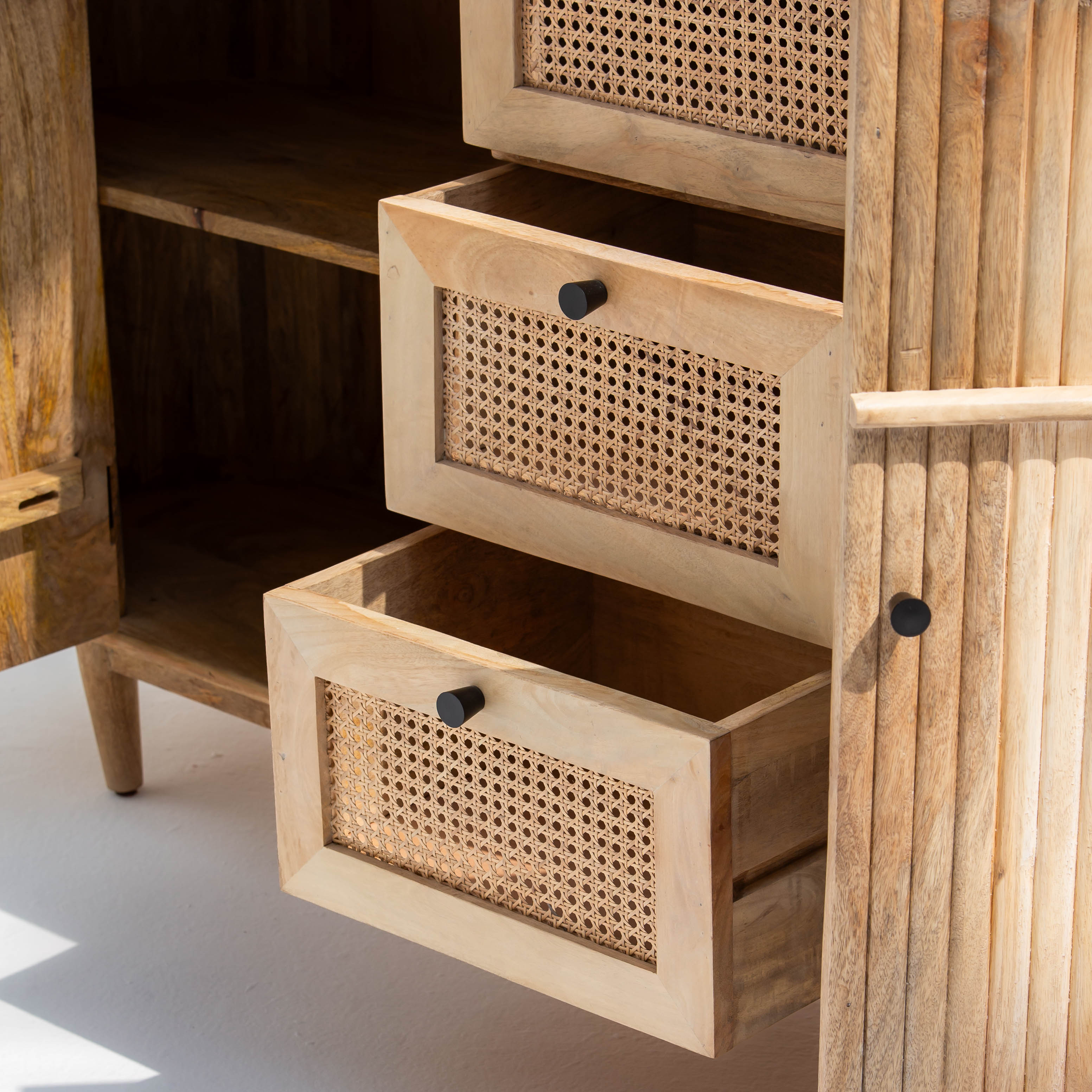 LUWIN LINING THREE CANE FTD DRAWER TWO WDN DOOR SIDEBOARD