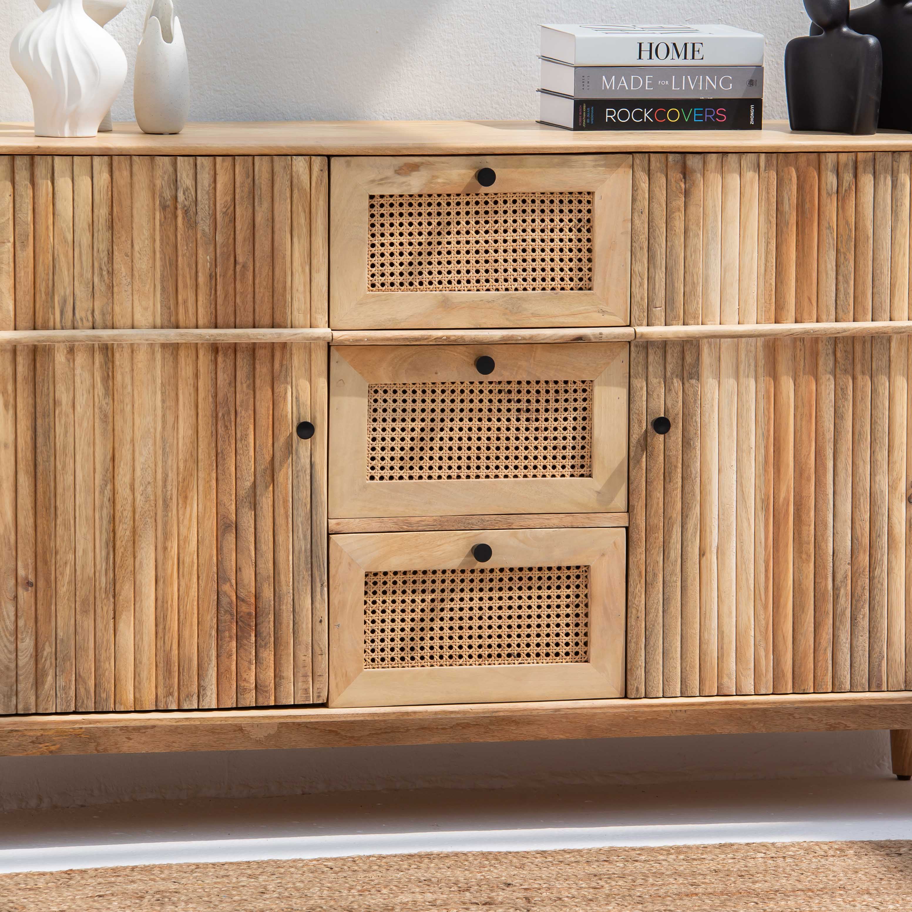 LUWIN LINING THREE CANE FTD DRAWER TWO WDN DOOR SIDEBOARD