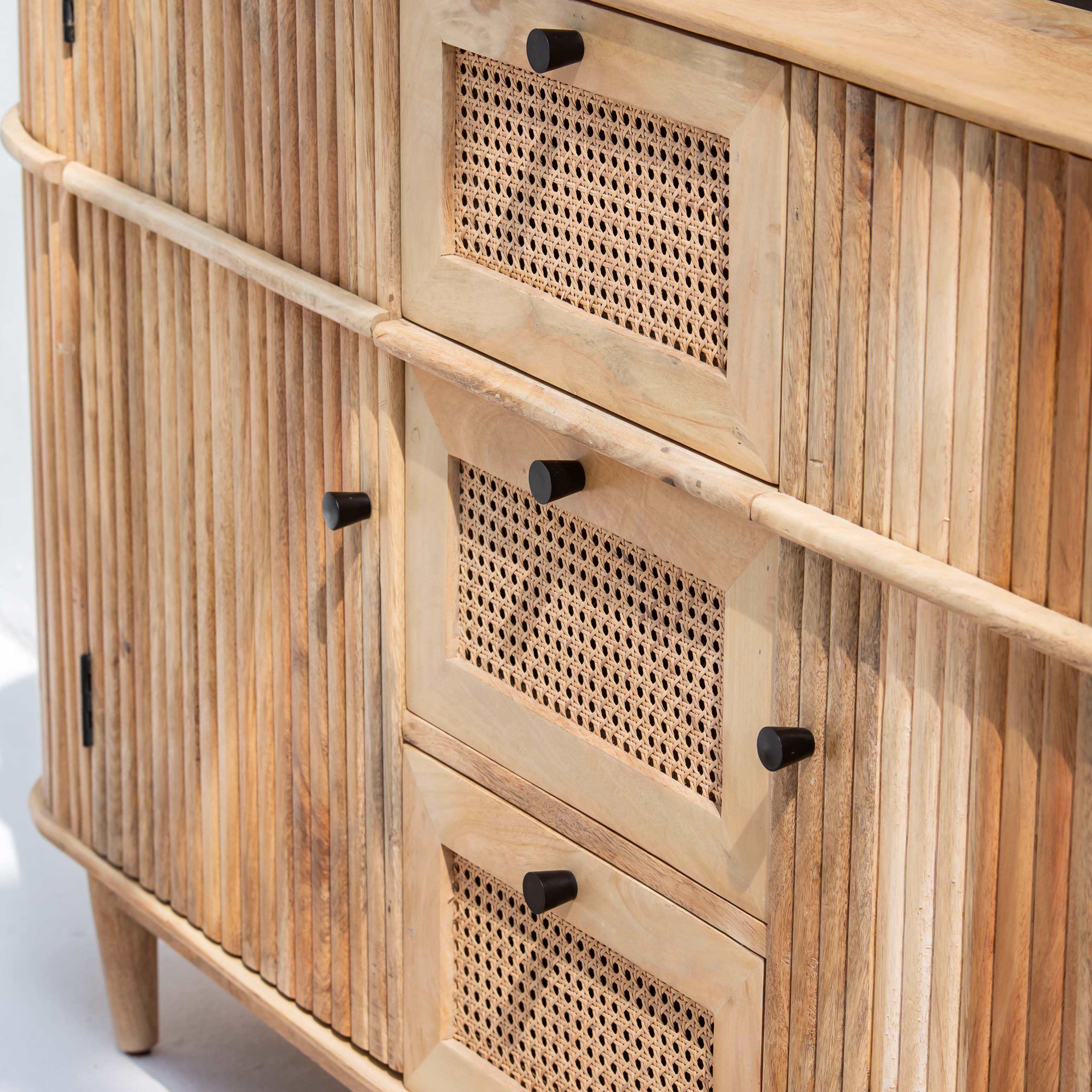 LUWIN LINING THREE CANE FTD DRAWER TWO WDN DOOR SIDEBOARD