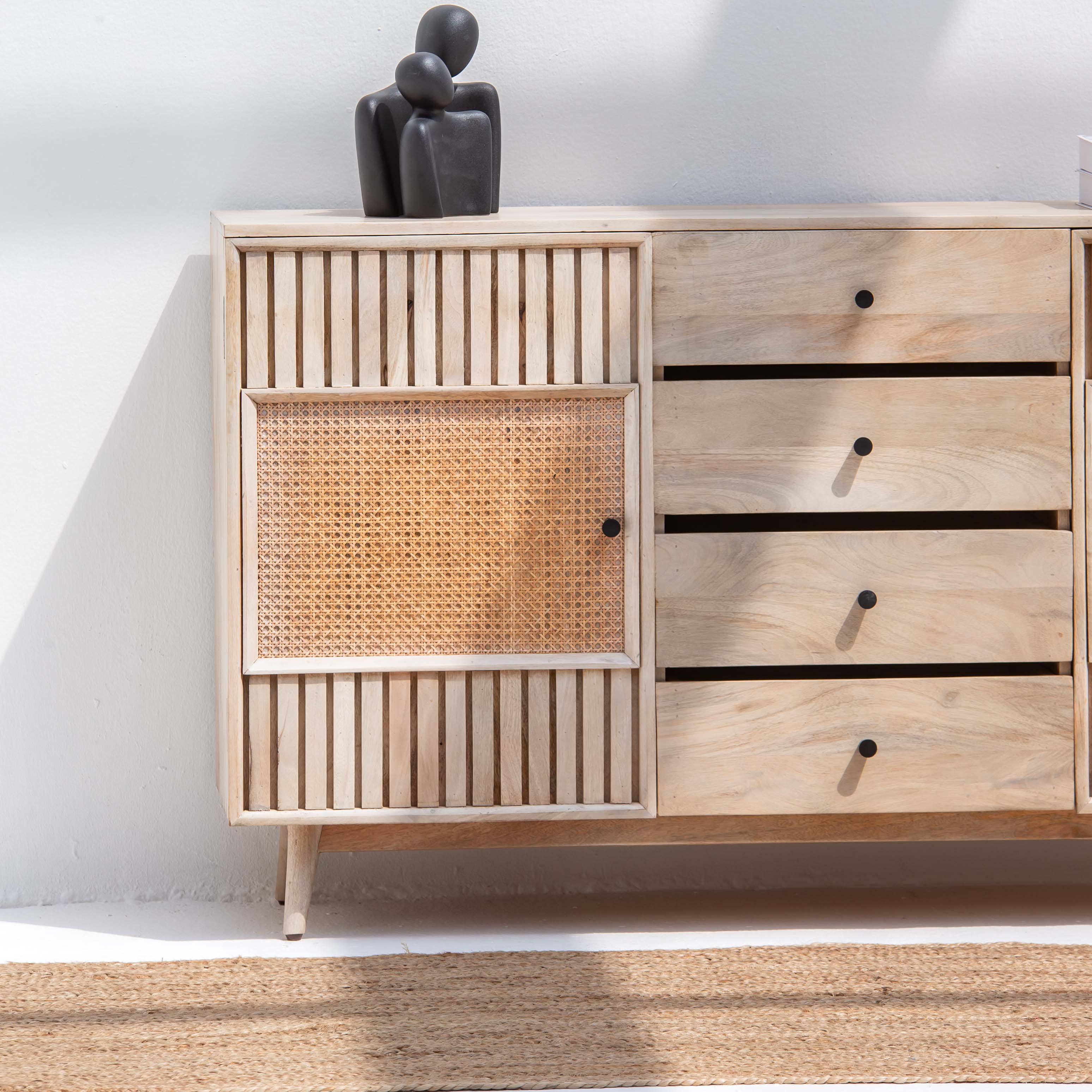 CANOVIA CANE TWO DOOR FOUR DRAWER SIDEBOARD