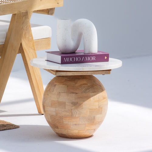 TERRALUXE MARBLE ROUND SIDE TABLE