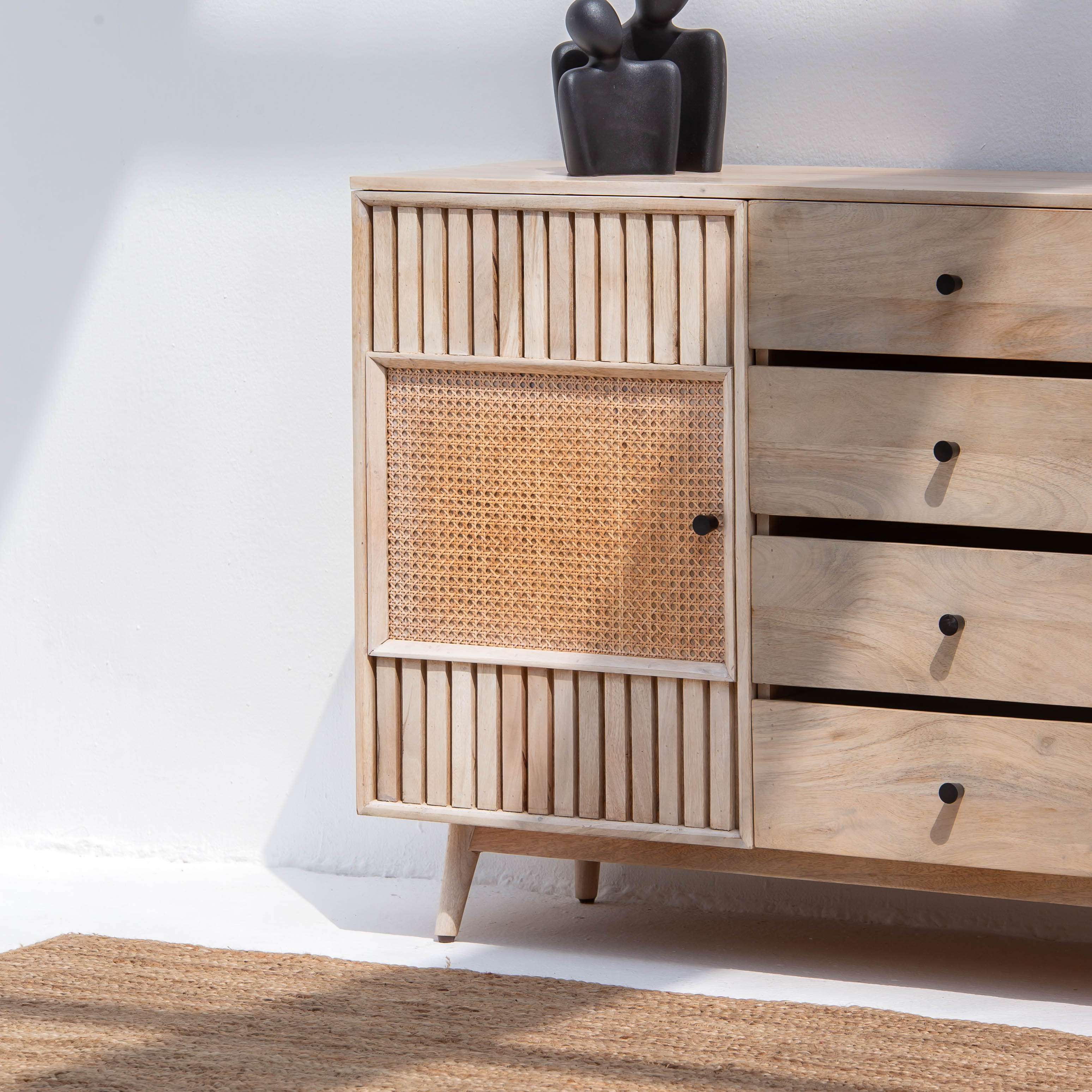 CANOVIA CANE TWO DOOR FOUR DRAWER SIDEBOARD