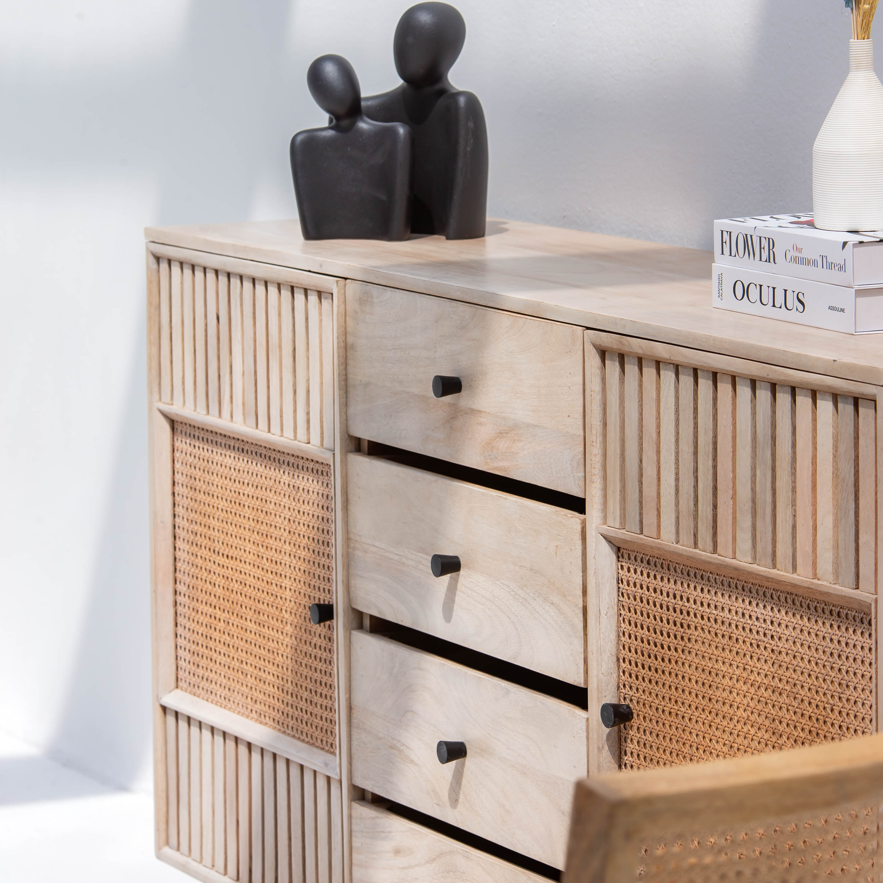 CANOVIA CANE TWO DOOR FOUR DRAWER SIDEBOARD