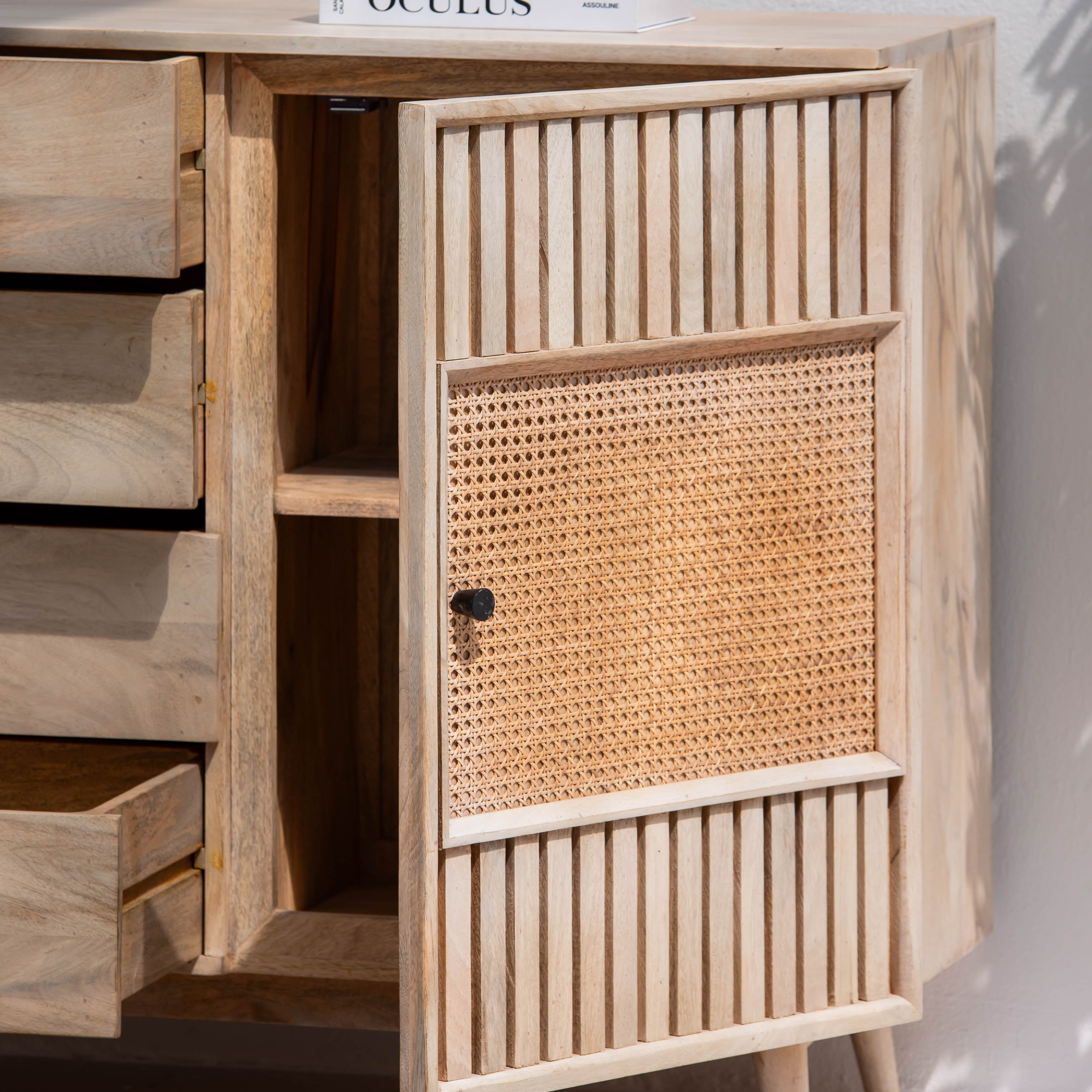 CANOVIA CANE TWO DOOR FOUR DRAWER SIDEBOARD