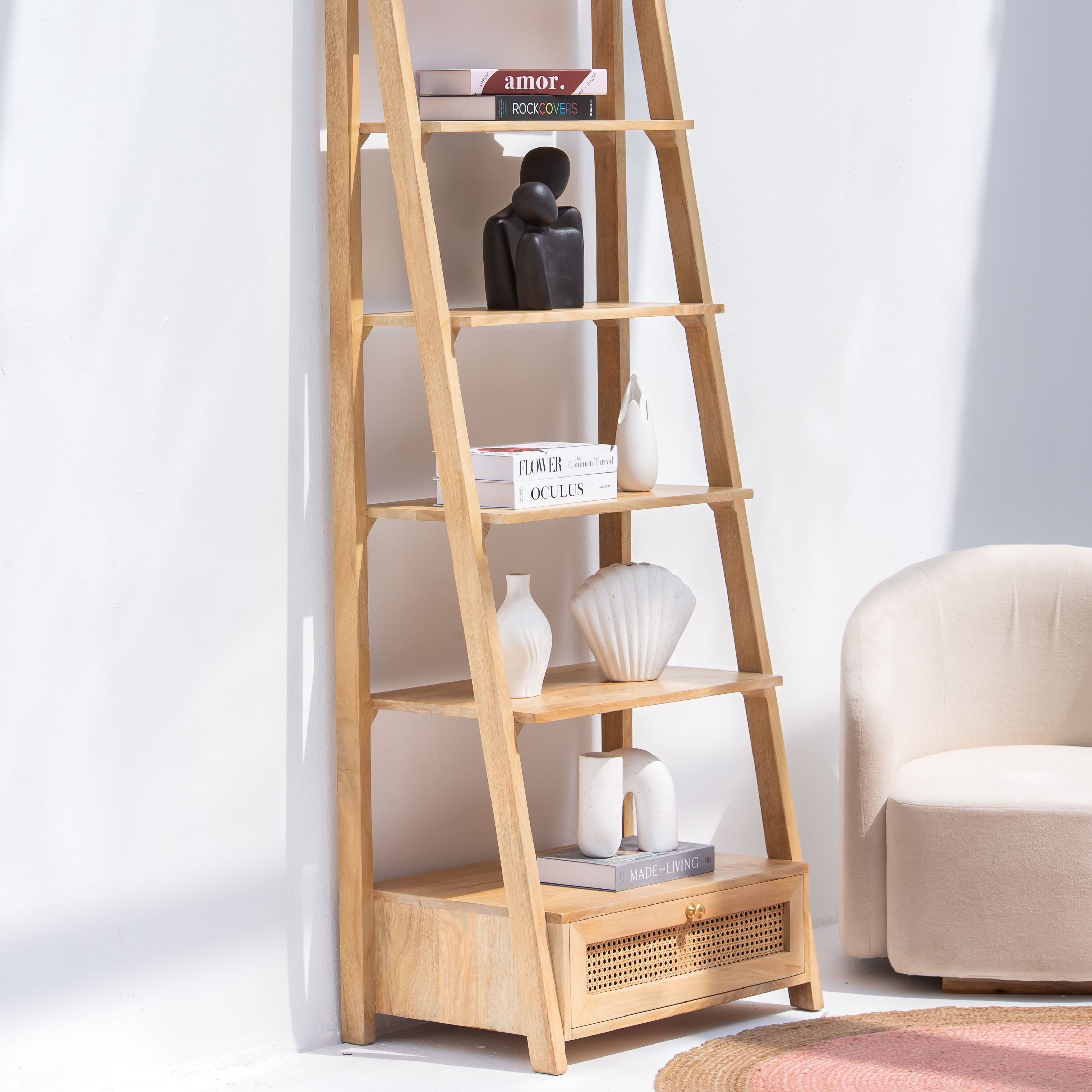 CANOVIA CANE WITH ONE DRAWER BOOKSELF