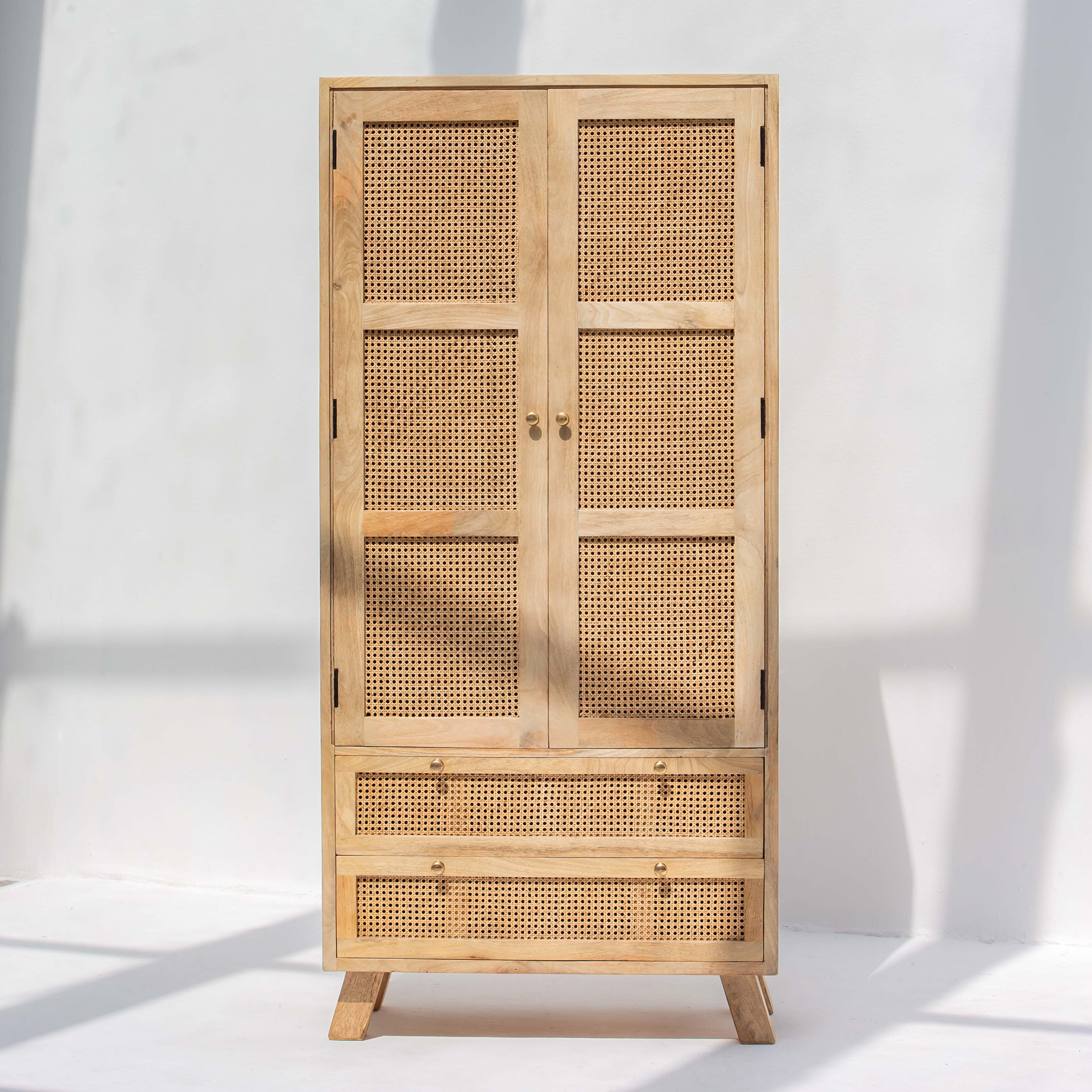 CANOVIA TWO DOOR TWO DRAWER CANE CABINET