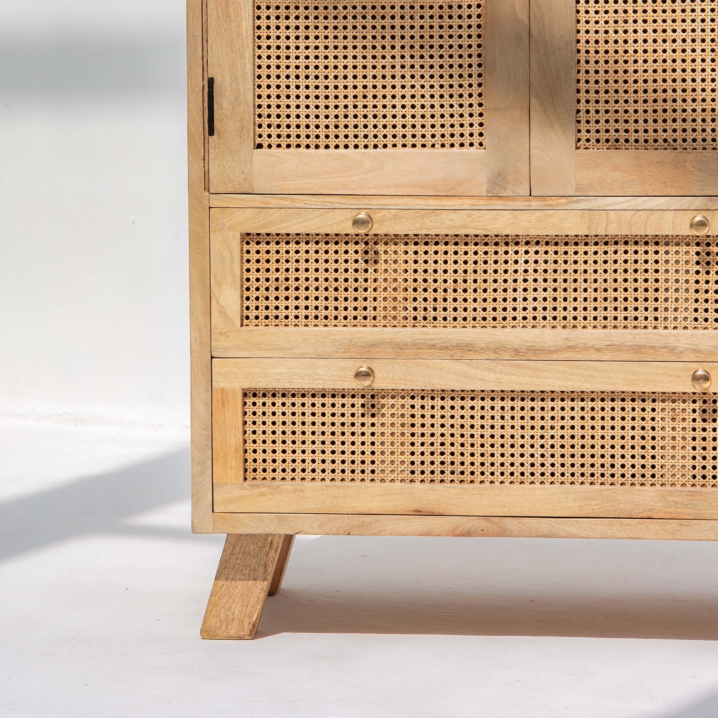 CANOVIA TWO DOOR TWO DRAWER CANE CABINET