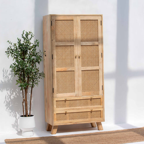 CANOVIA TWO DOOR TWO DRAWER CANE CABINET