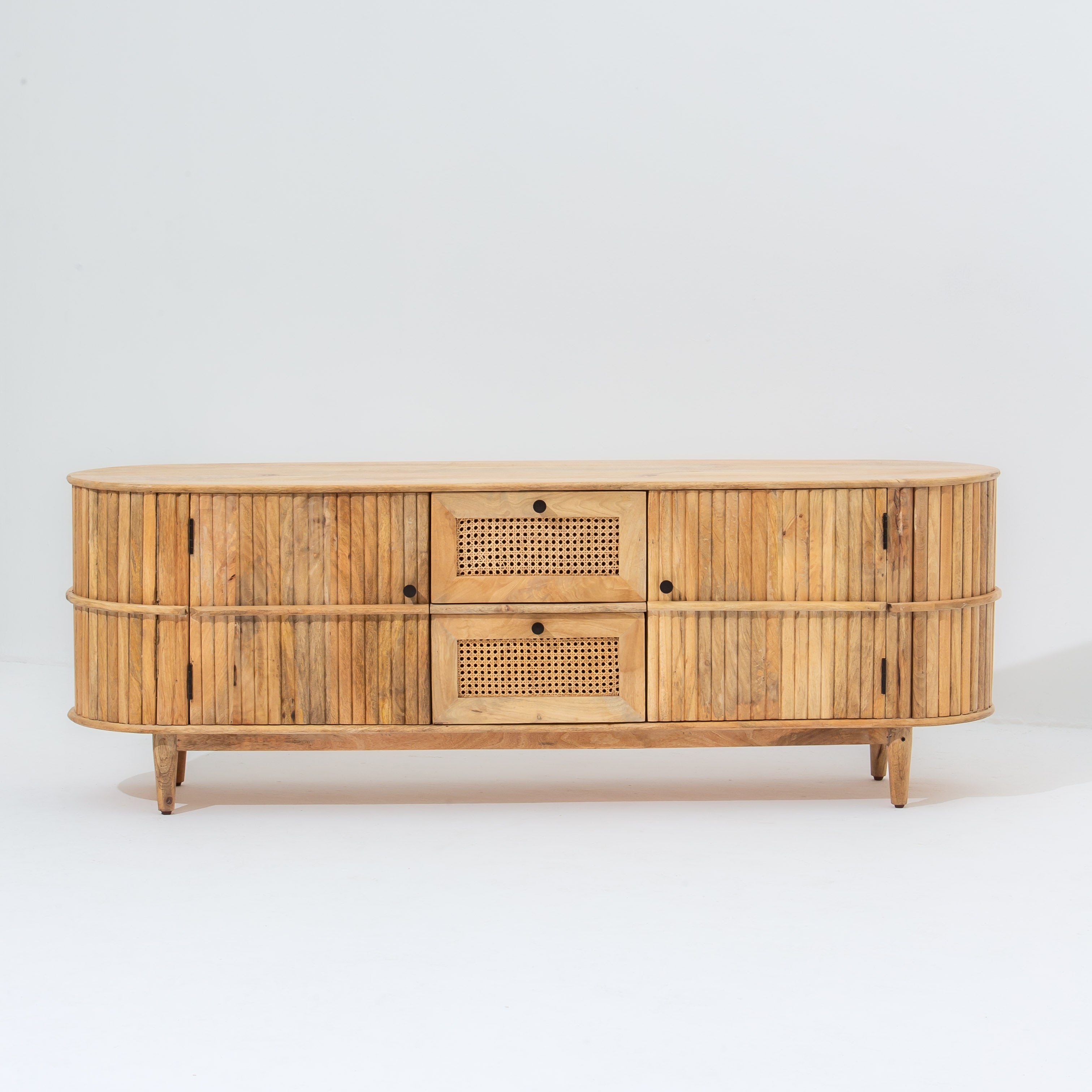 LUWIN LINING CANE FTD TWO DRAWER TWO WDN DOOR TV STAND