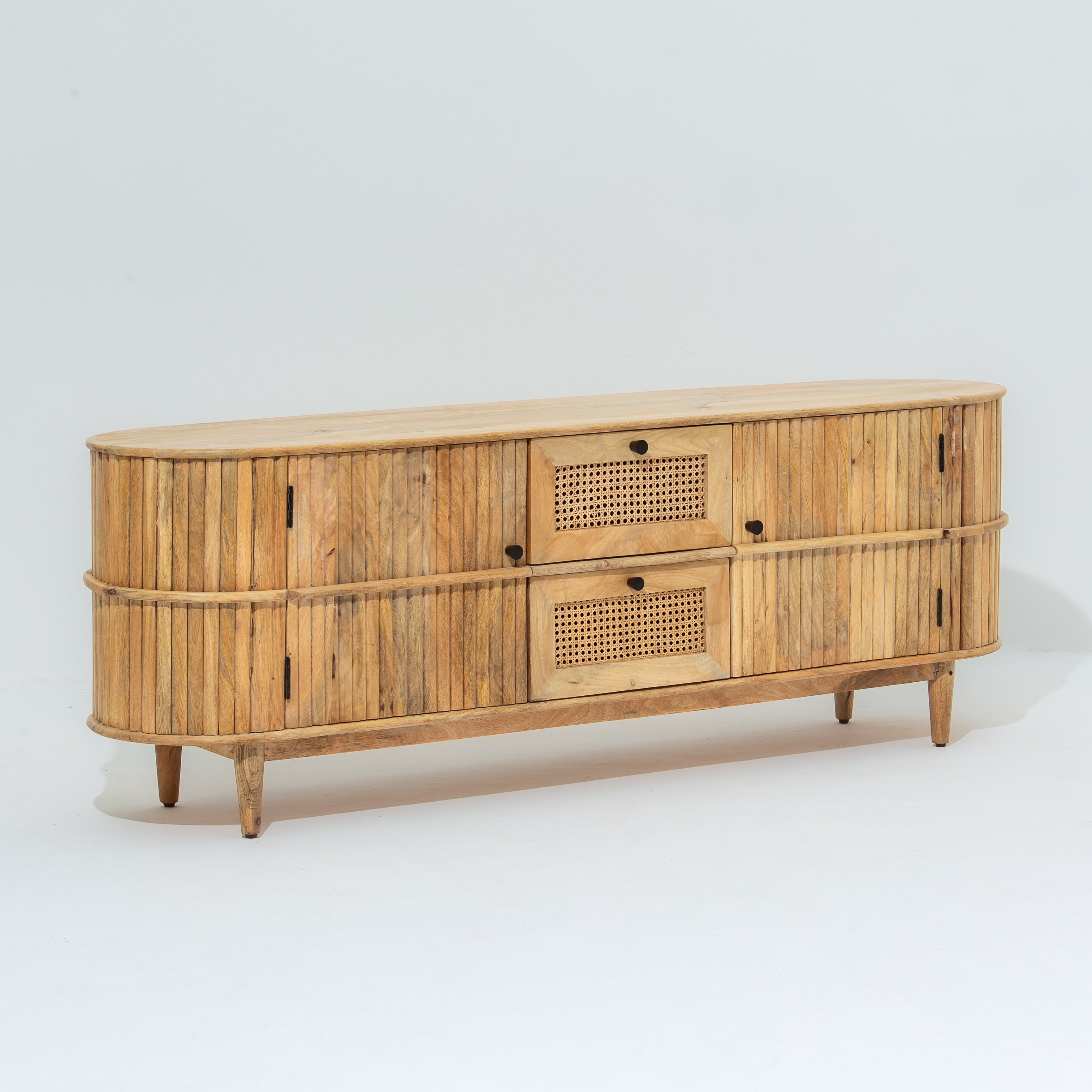 LUWIN LINING CANE FTD TWO DRAWER TWO WDN DOOR TV STAND