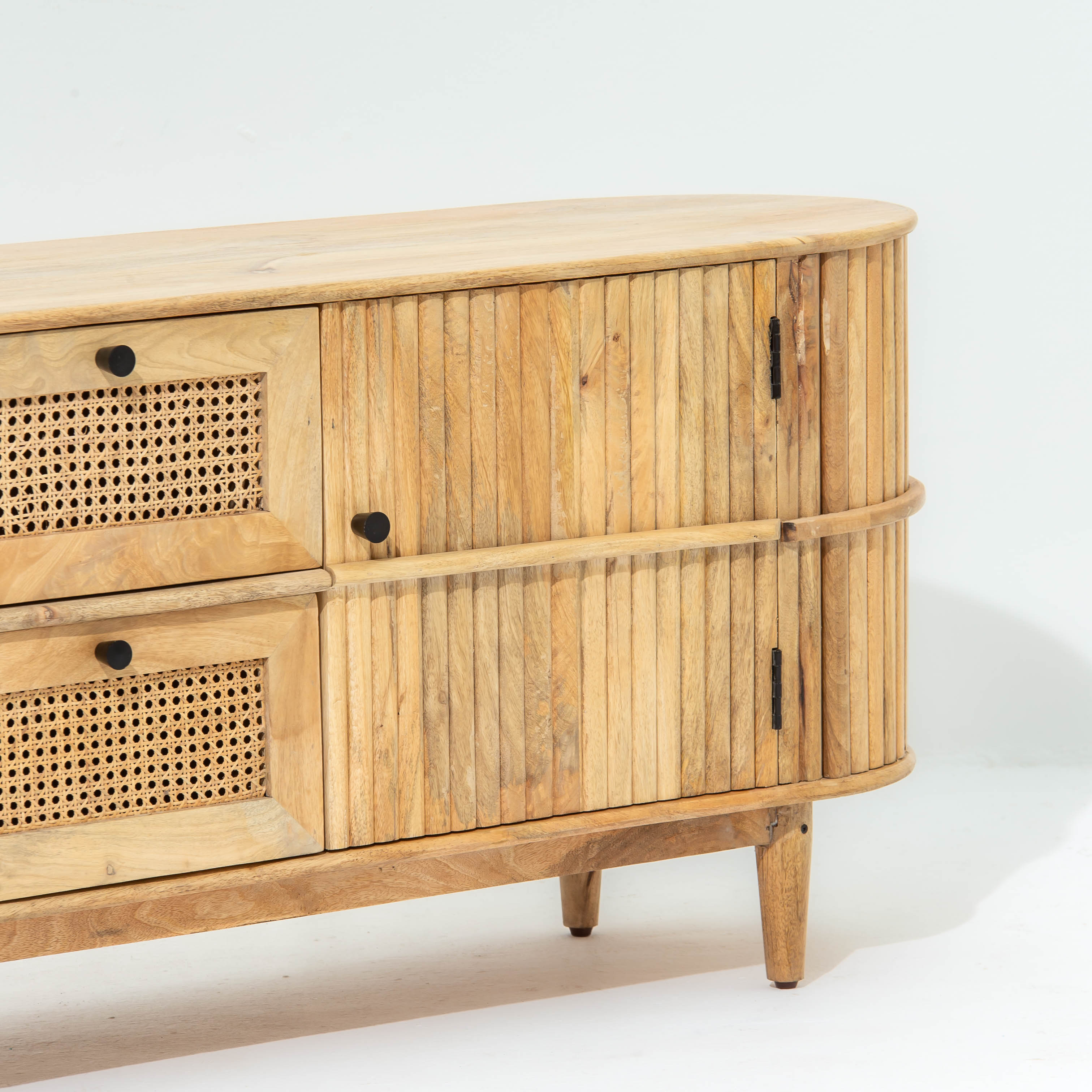 LUWIN LINING CANE FTD TWO DRAWER TWO WDN DOOR TV STAND