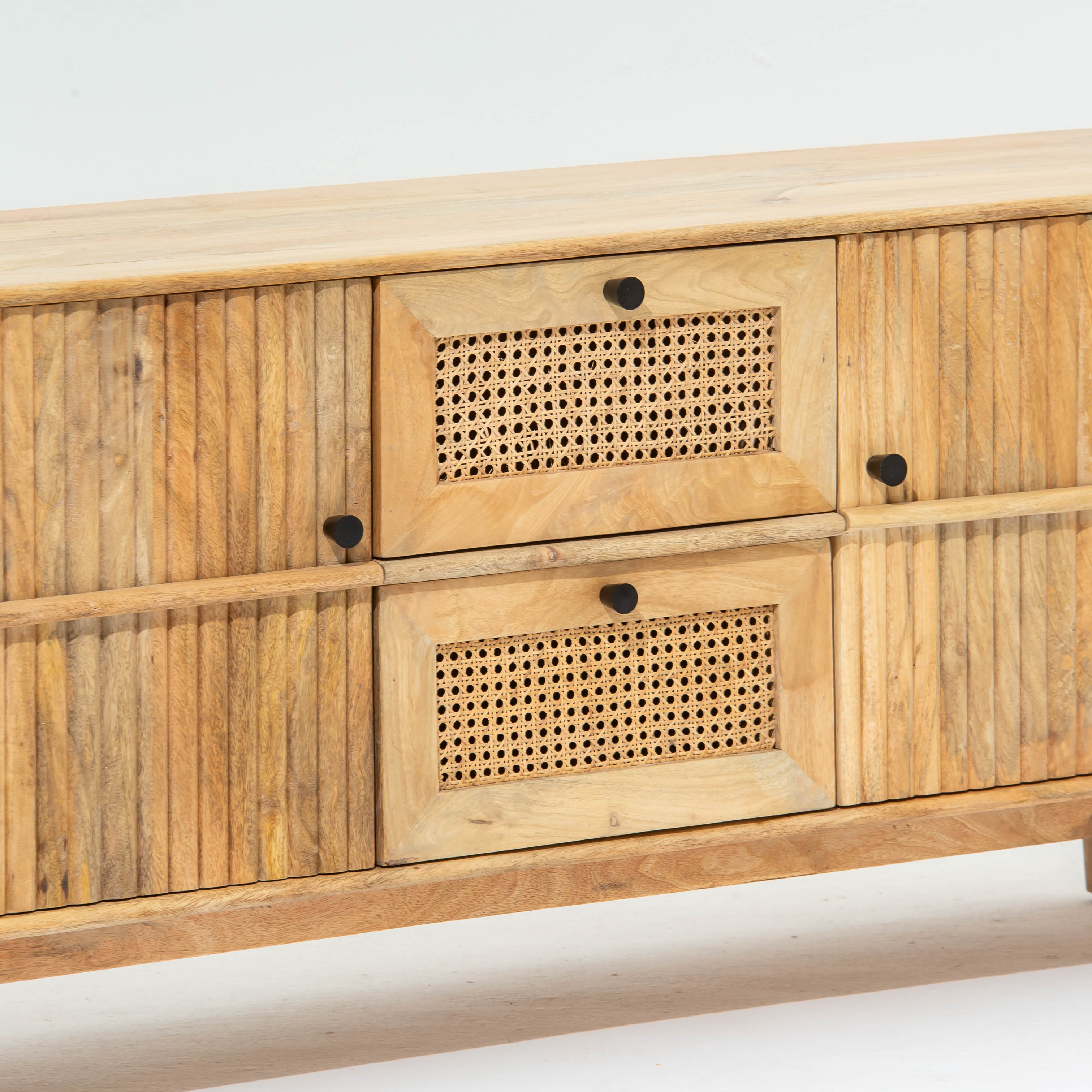 LUWIN LINING CANE FTD TWO DRAWER TWO WDN DOOR TV STAND