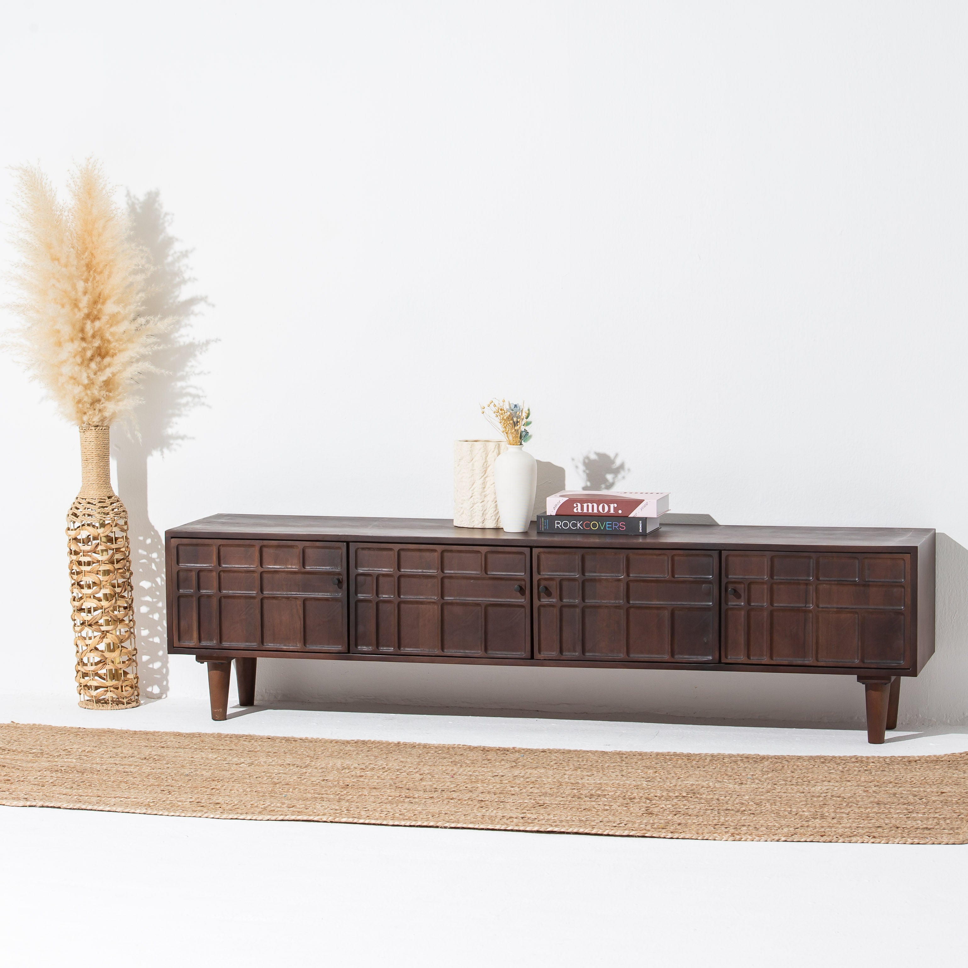 NUVOR WOODEN FOUR DOOR TV STAND