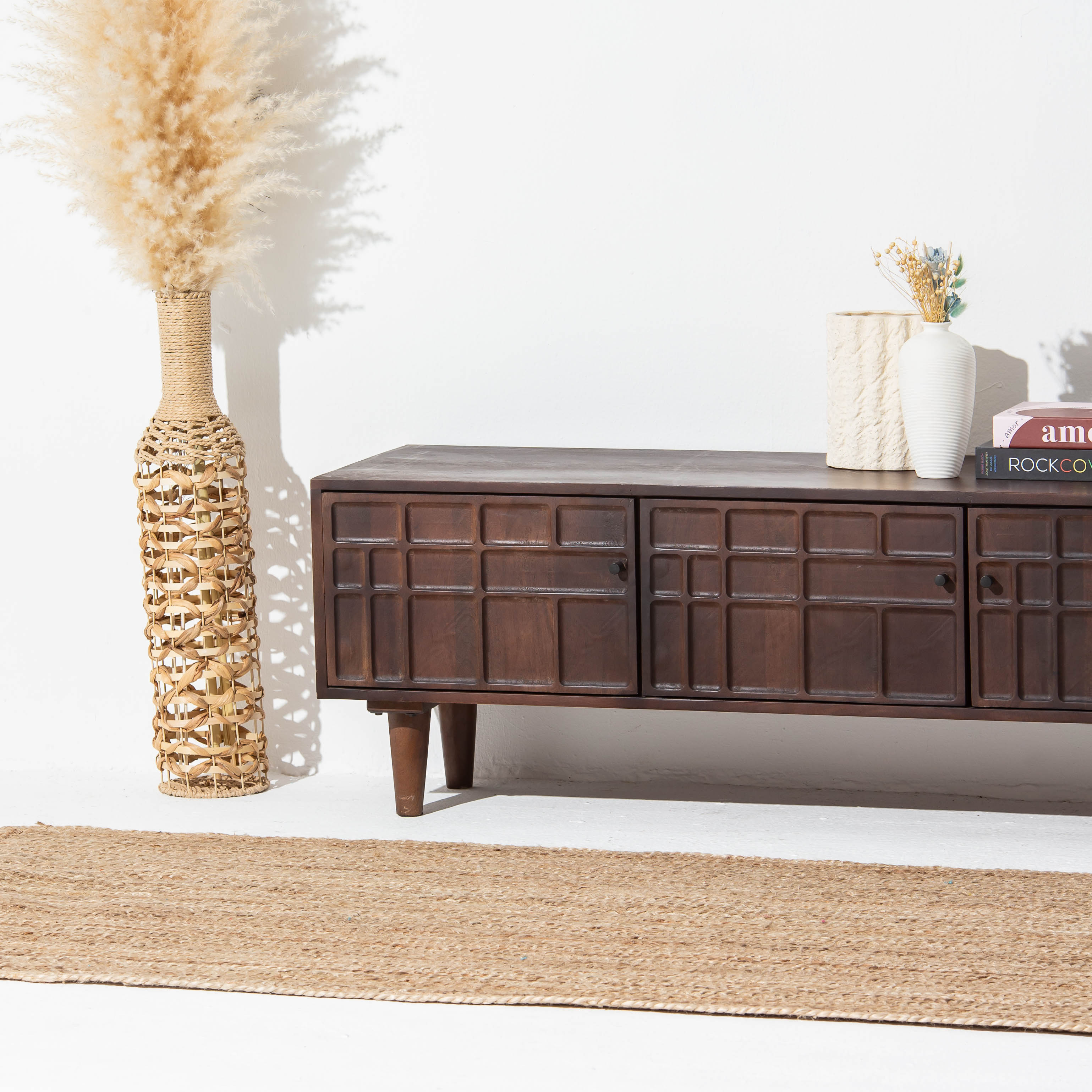 NUVOR WOODEN FOUR DOOR TV STAND