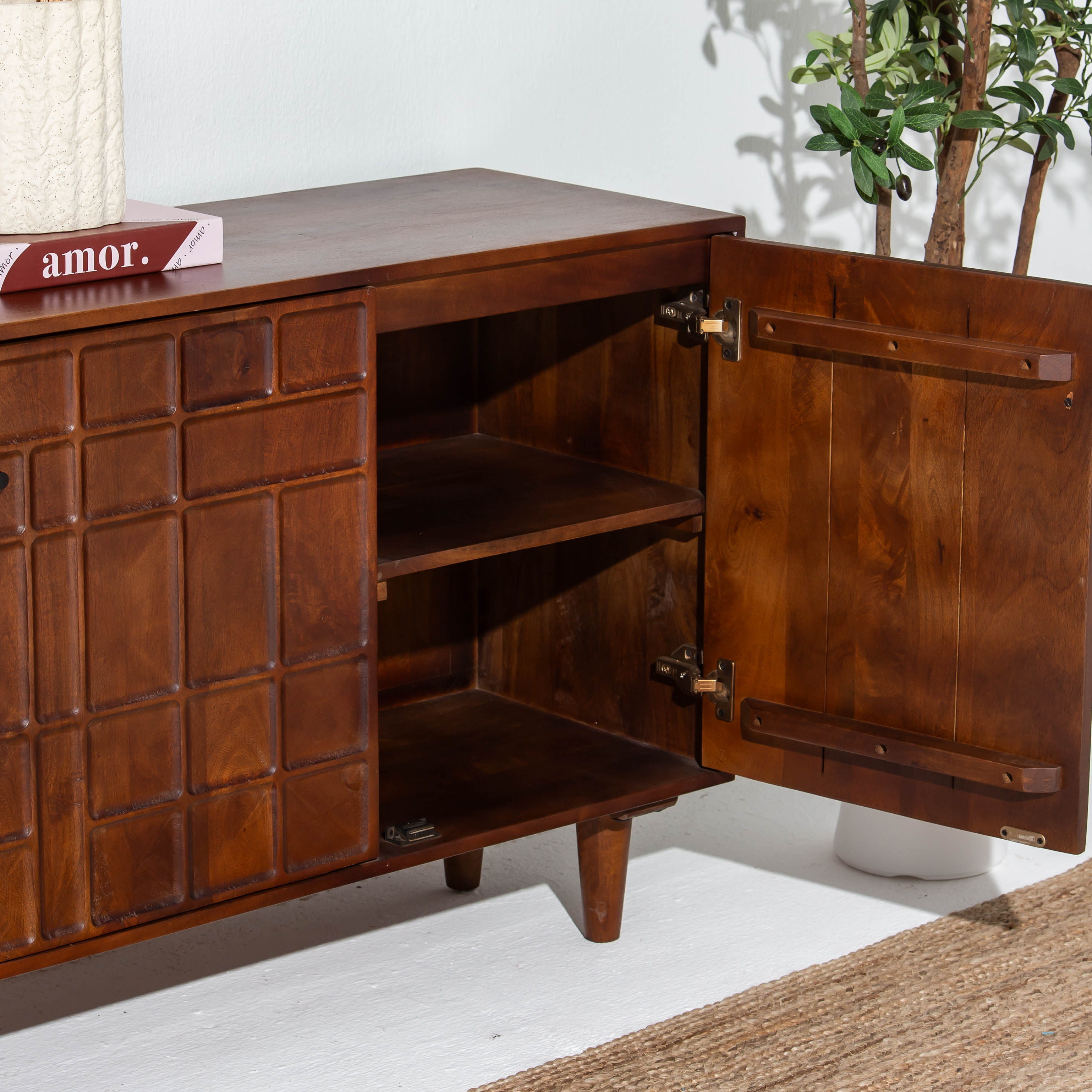 NUVOR WOODEN THREE DOOR SIDEBOARD