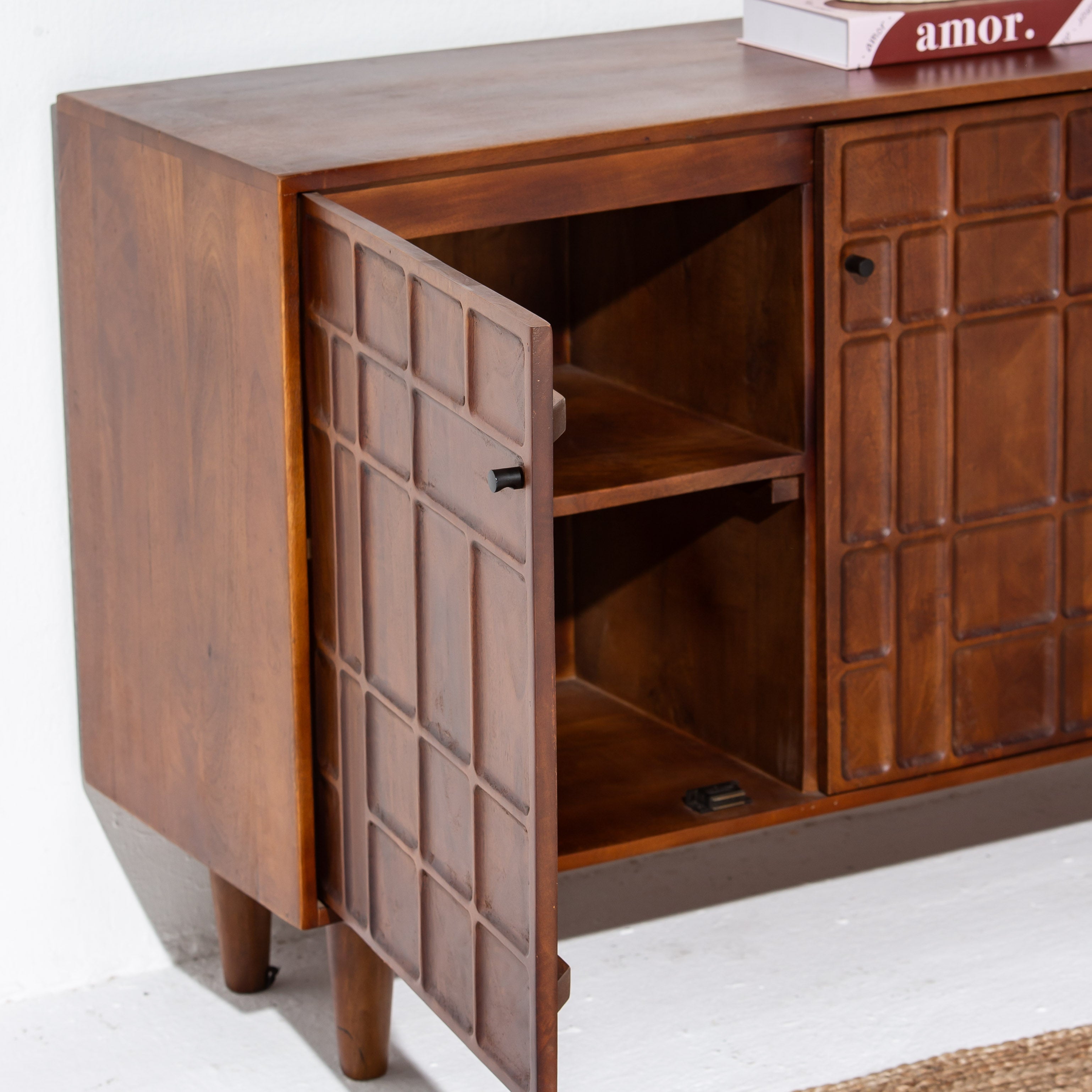 NUVOR WOODEN THREE DOOR SIDEBOARD