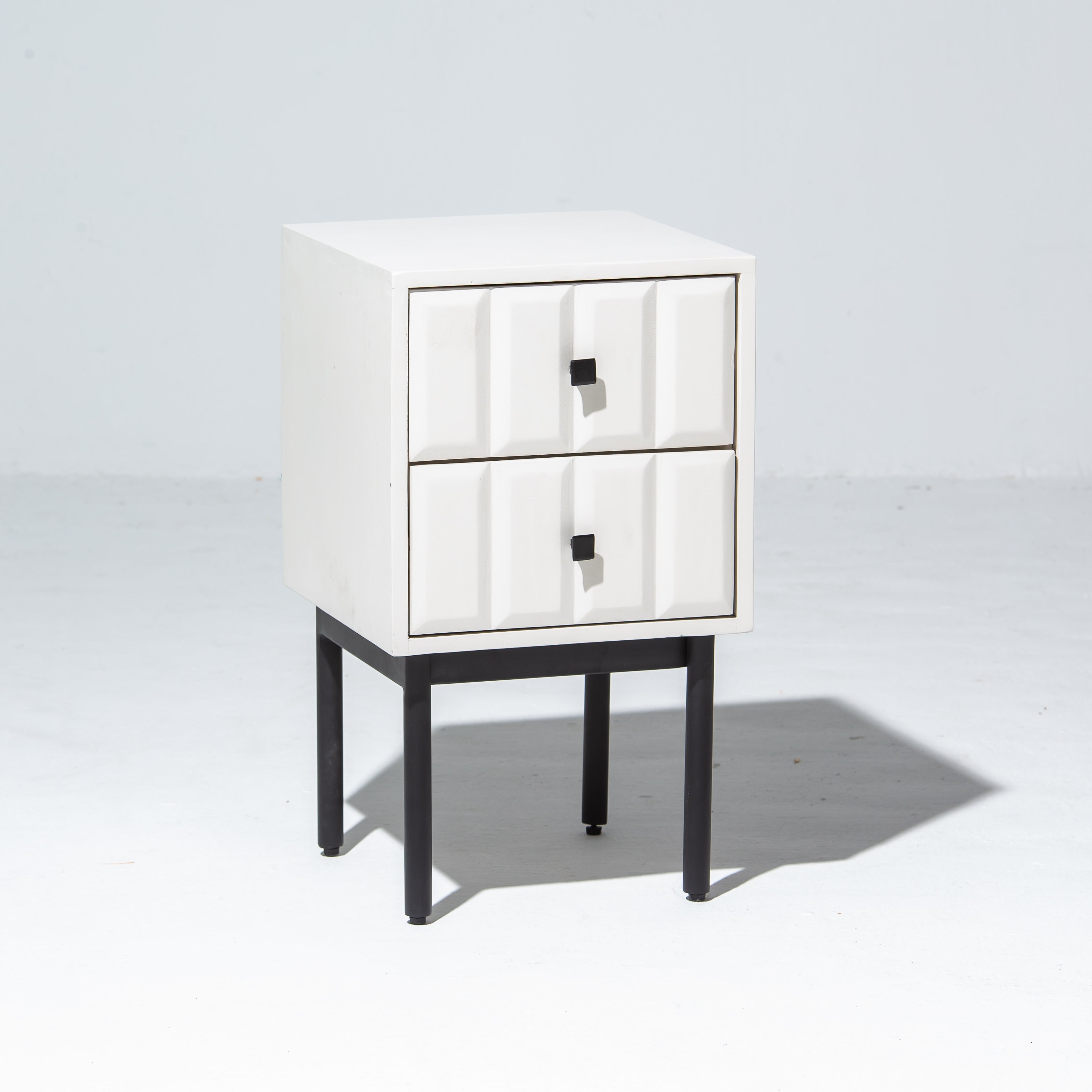 DANISH WHITE TWO DRAWER NIGHTSTAND TABLE