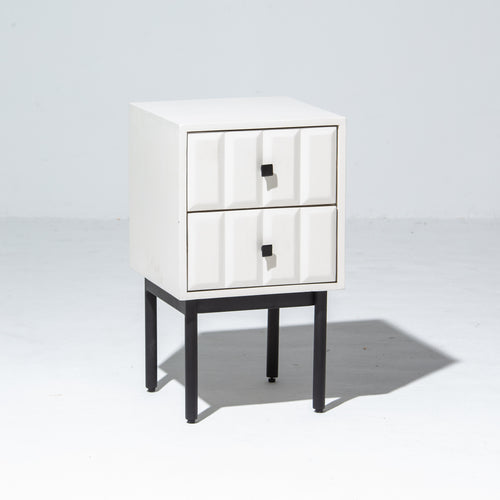 DANISH WHITE TWO DRAWER NIGHTSTAND TABLE