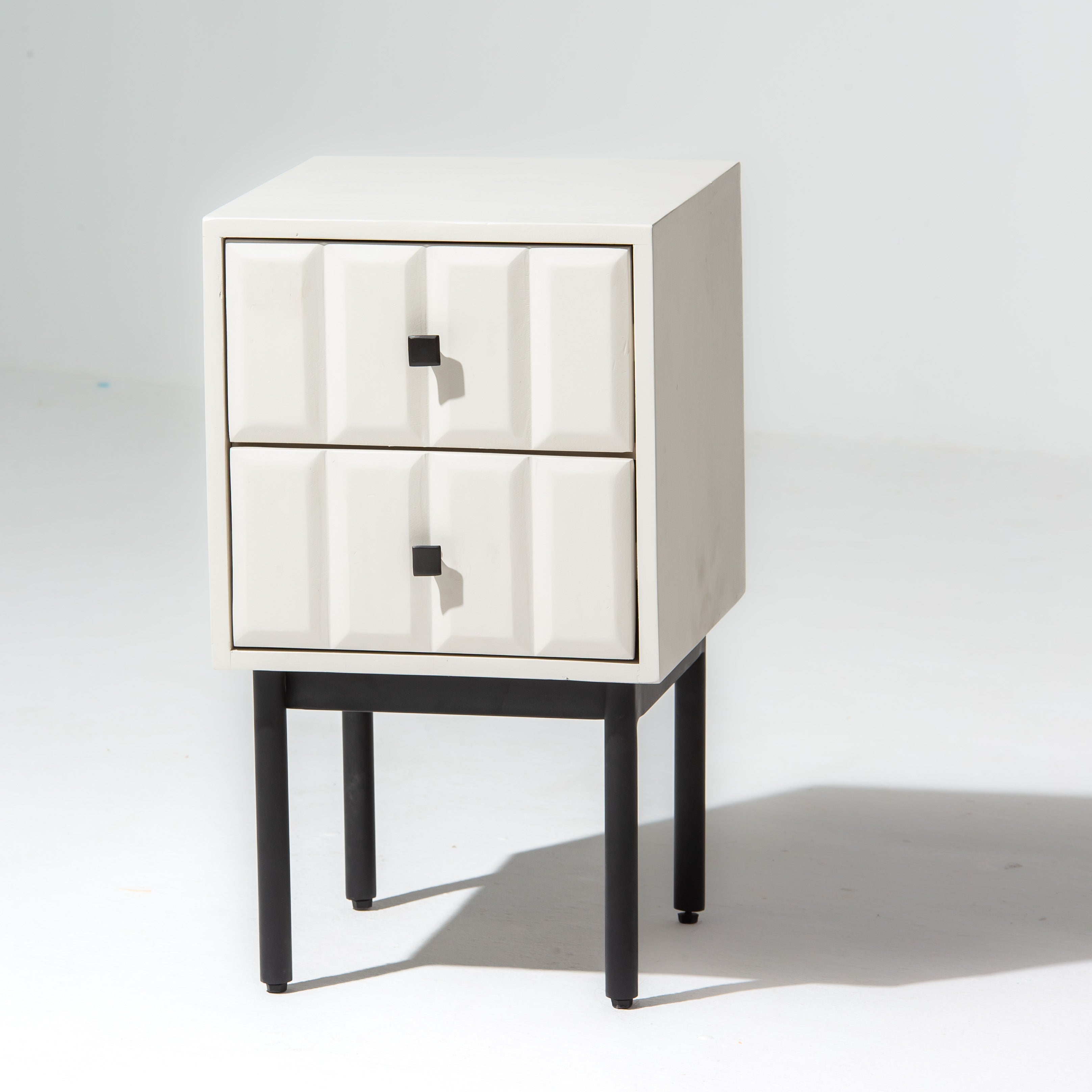 DANISH WHITE TWO DRAWER NIGHTSTAND TABLE